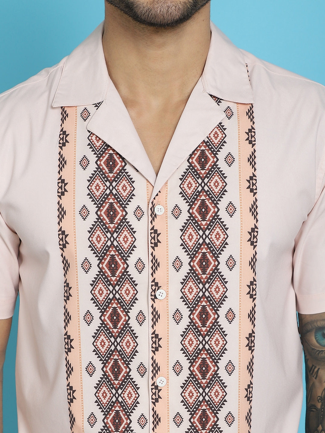 Men's Printed Half Sleeve Lycra Shirt for Men - Taantav