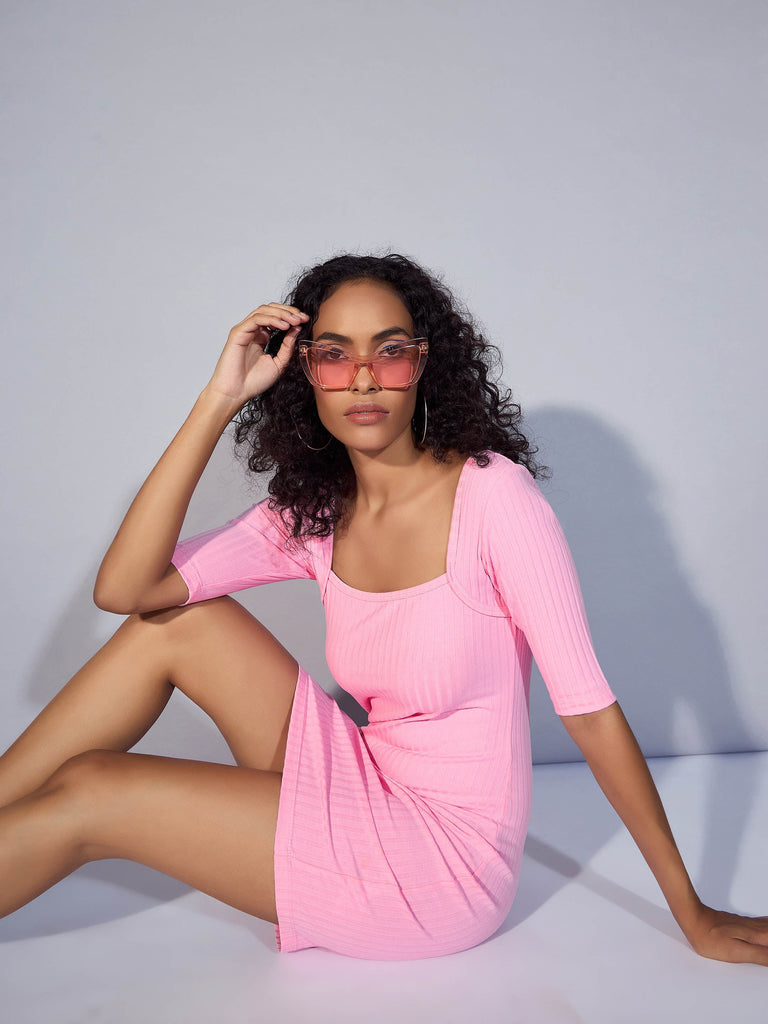 Women's Pink Rib Dress