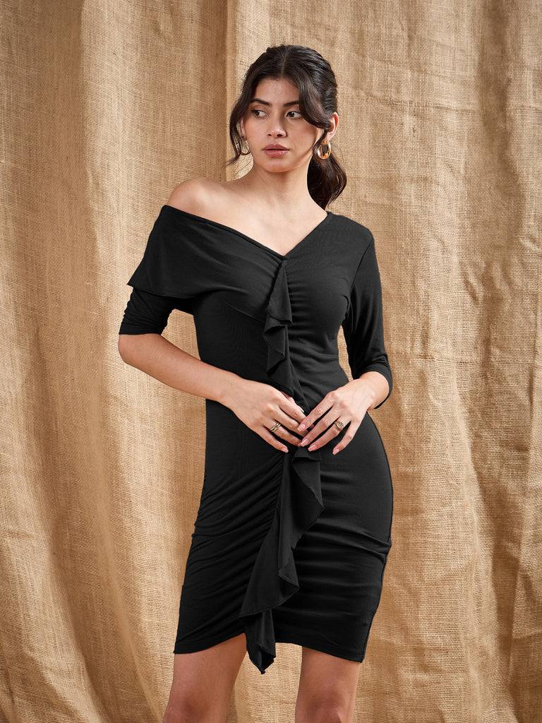 Women's Black Cascade Dress