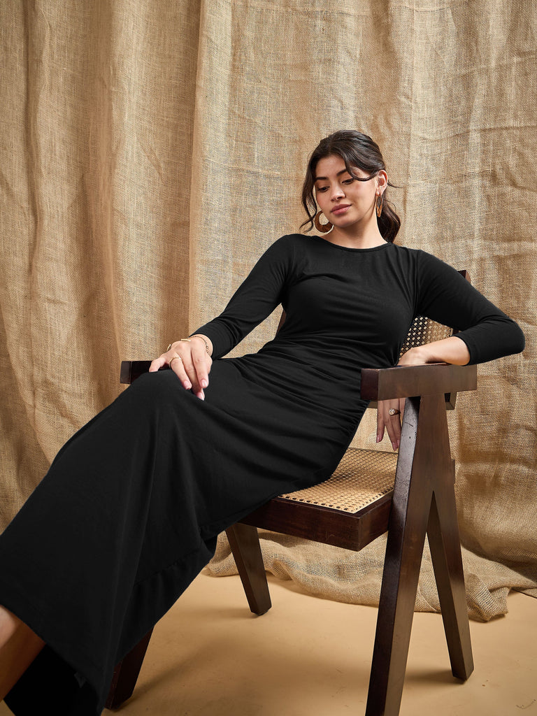 Women's Black Solid Dress