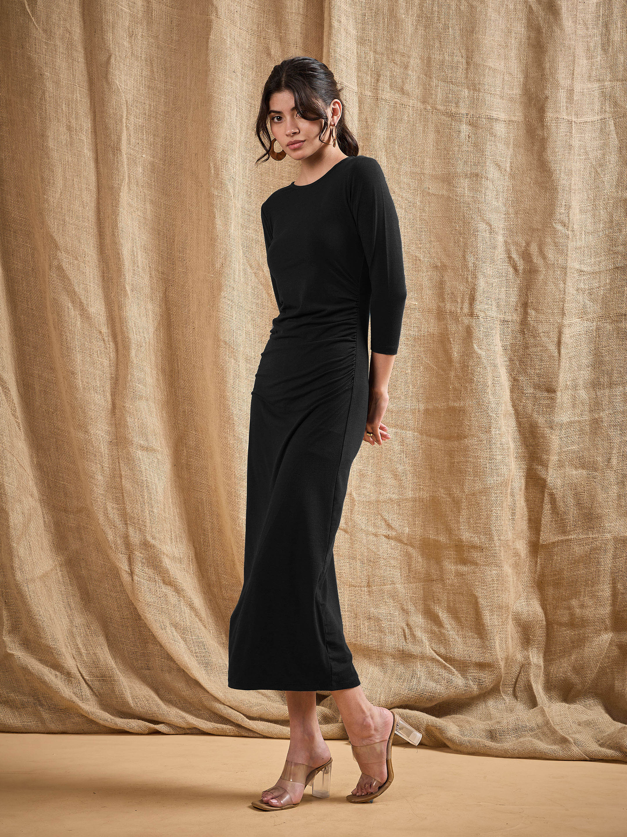 Women's Black Solid Dress - Sassafras