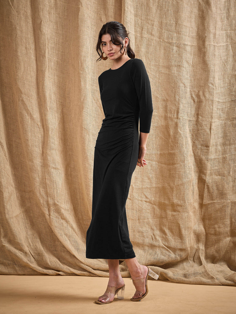 Women's Black Solid Dress