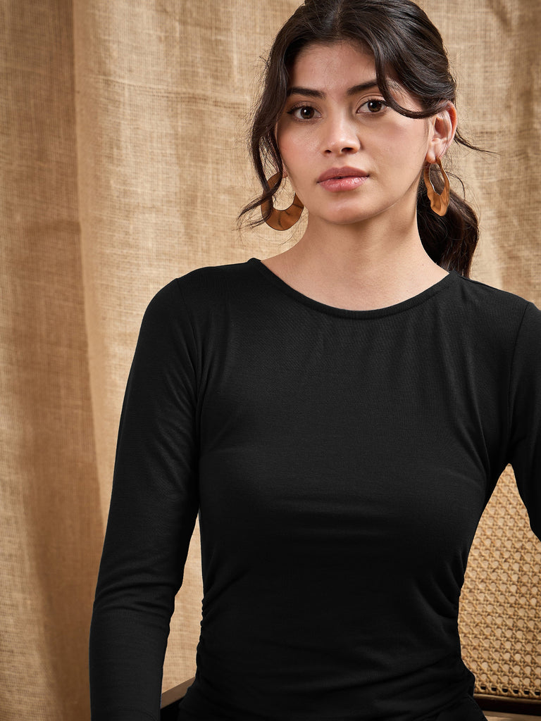 Women's Black Solid Dress