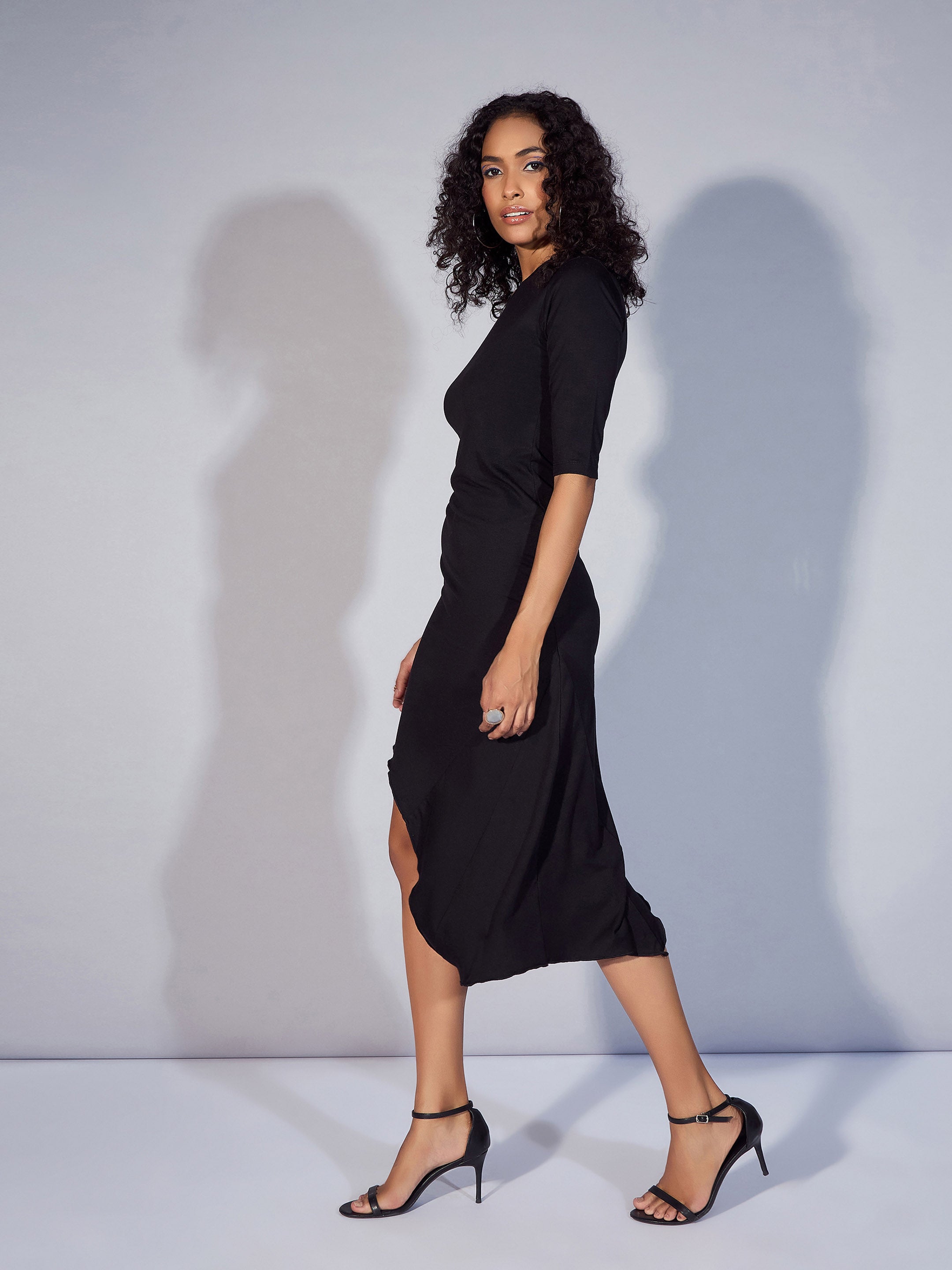 Women's Black Solid Dress - Sassafras