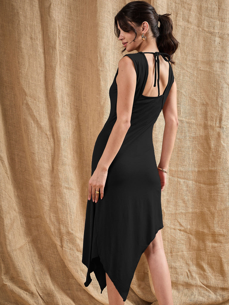 Women's Black Solid Dress
