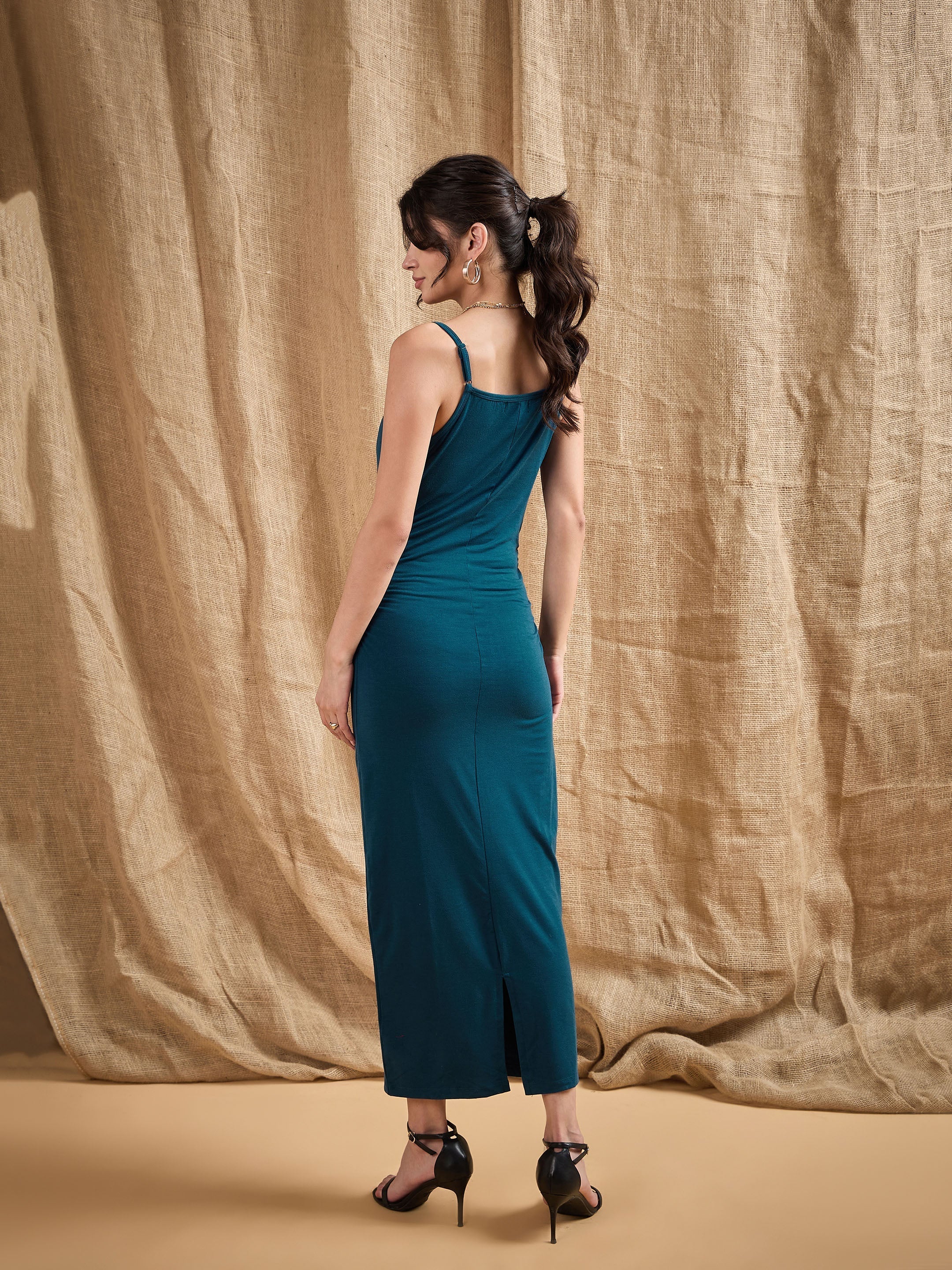 Women's Teal Solid Dress - Sassafras