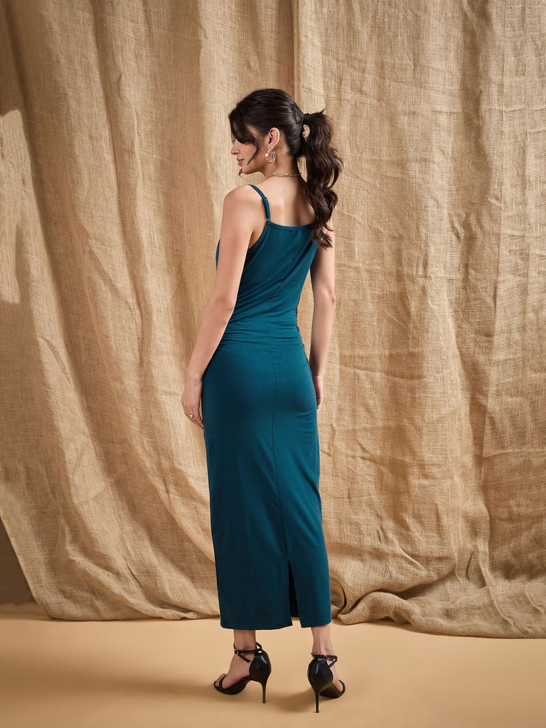 Women's Teal Solid Dress