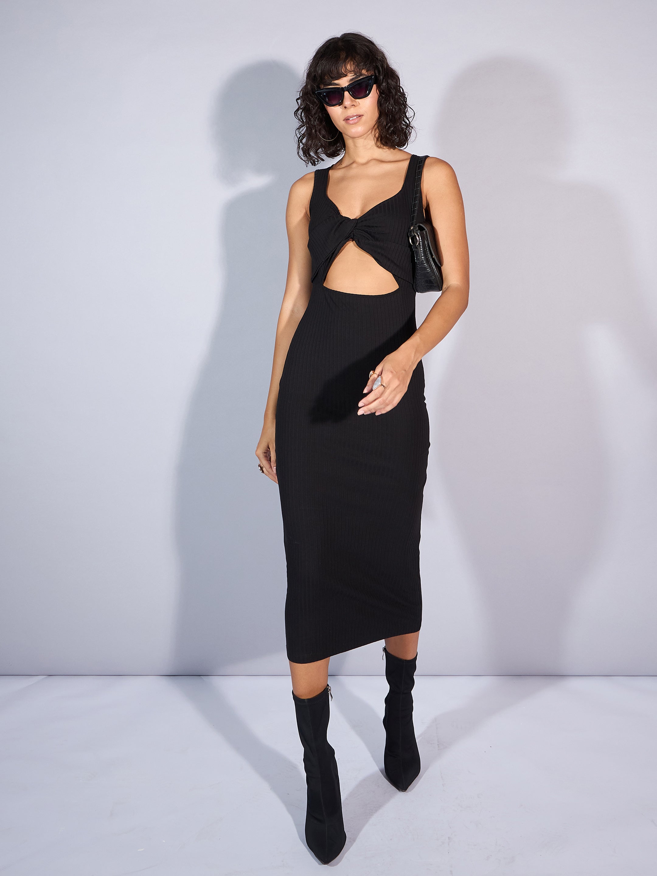 Women's Black Rib Dress - Sassafras