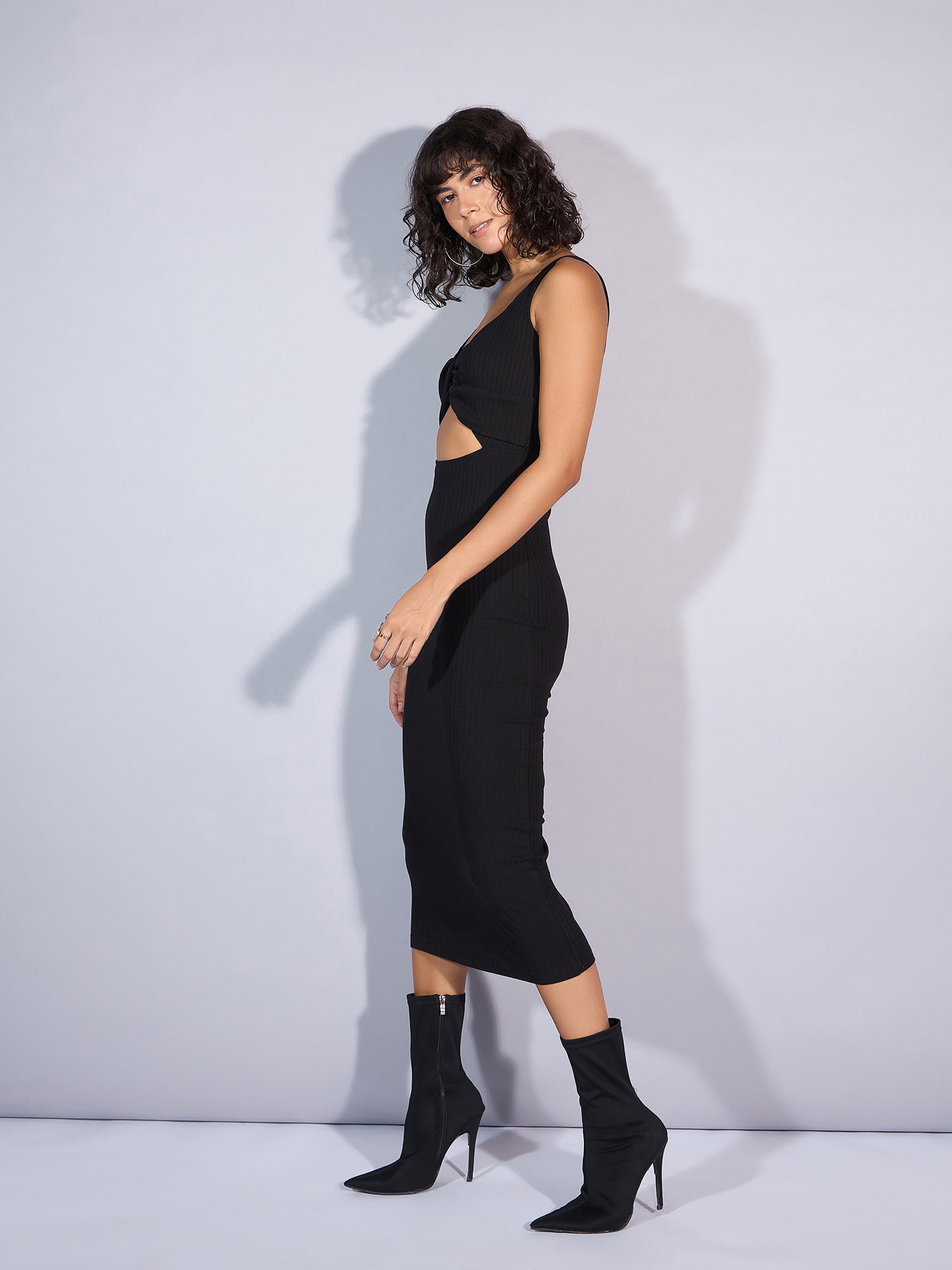 Women's Black Rib Dress - Sassafras