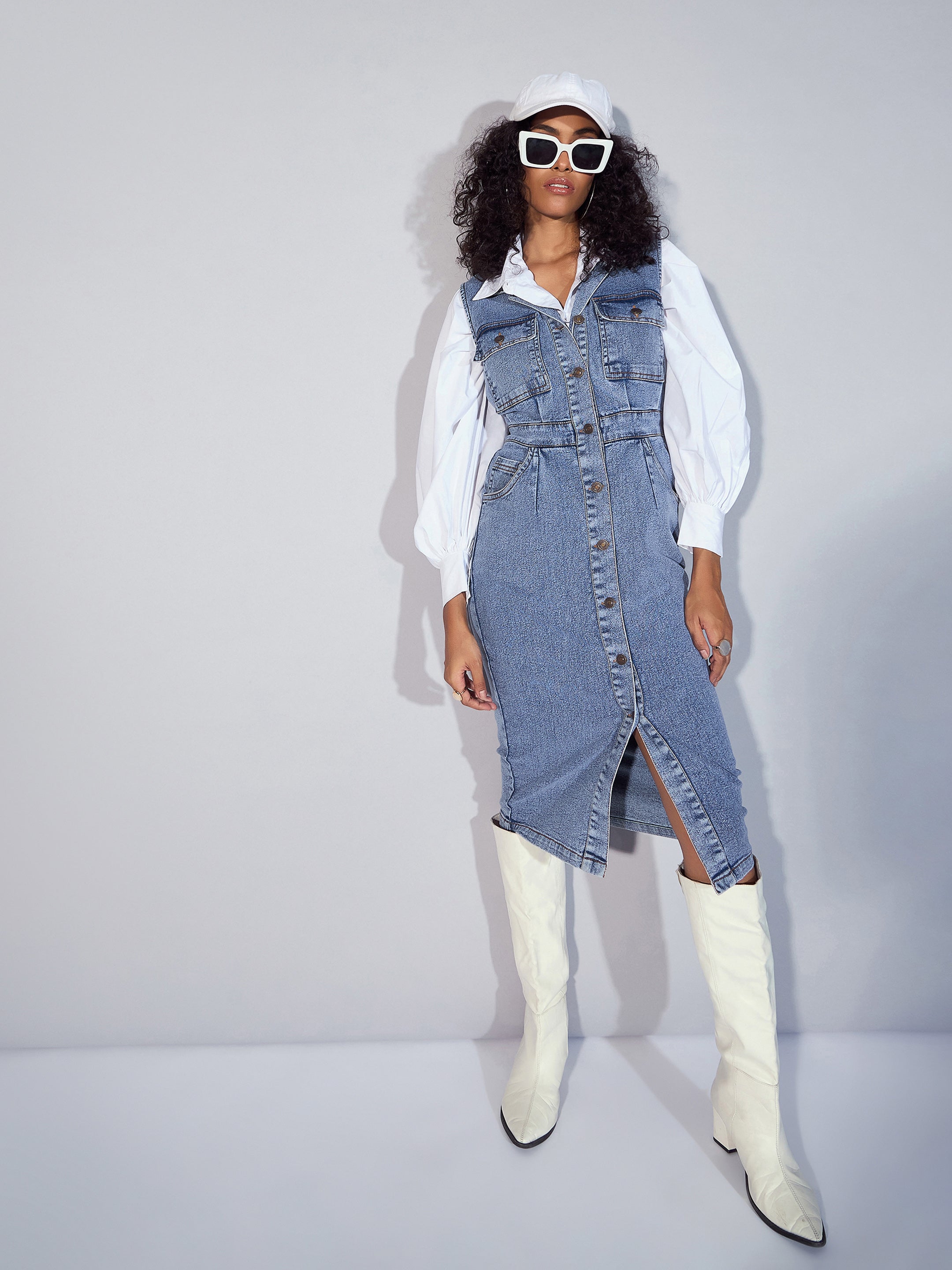 Women's Blue Denim Dress - Sassafras