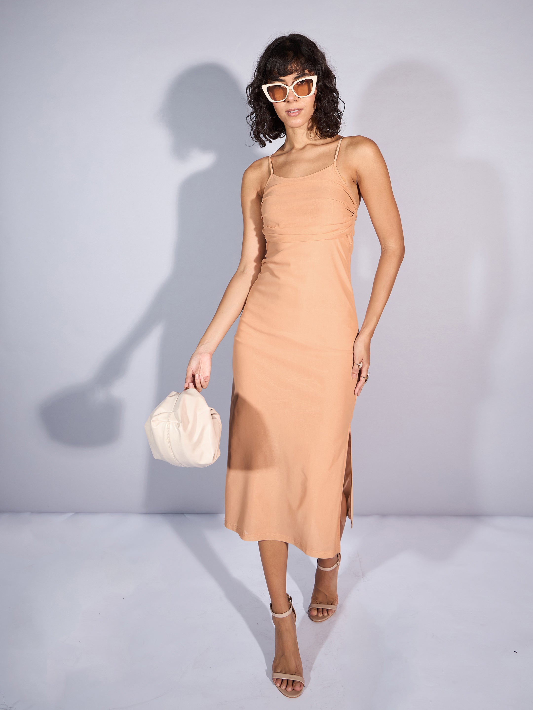 Women's Beige Mesh Dress - Sassafras