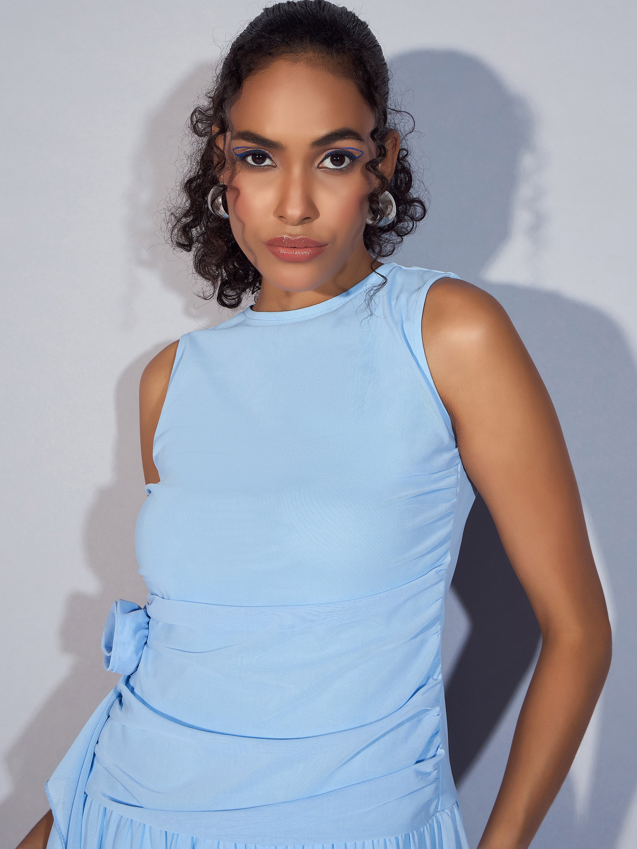 Women's Blue Mesh Dress - Sassafras