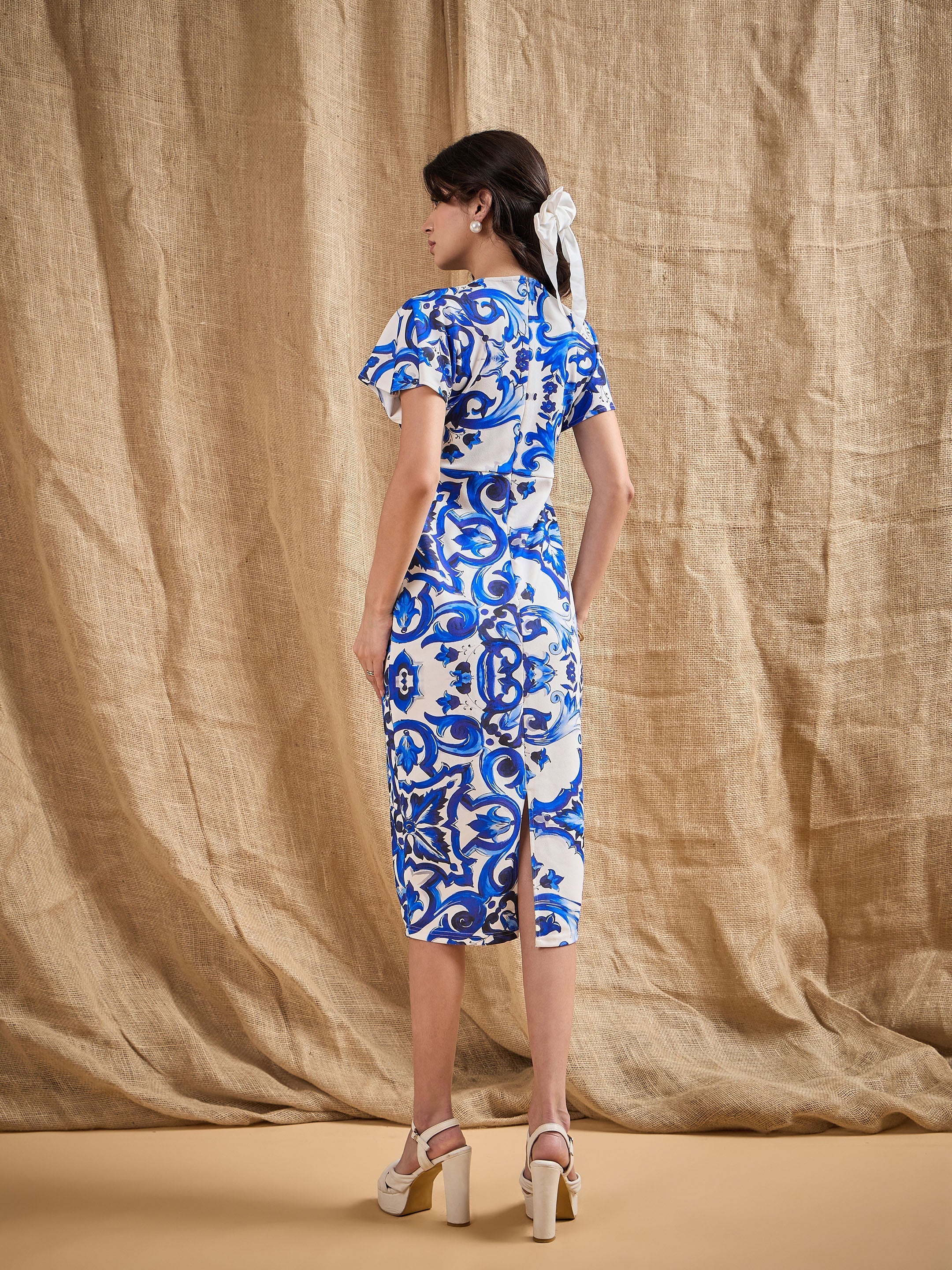 Women's Blue Printed Dress - Sassafras