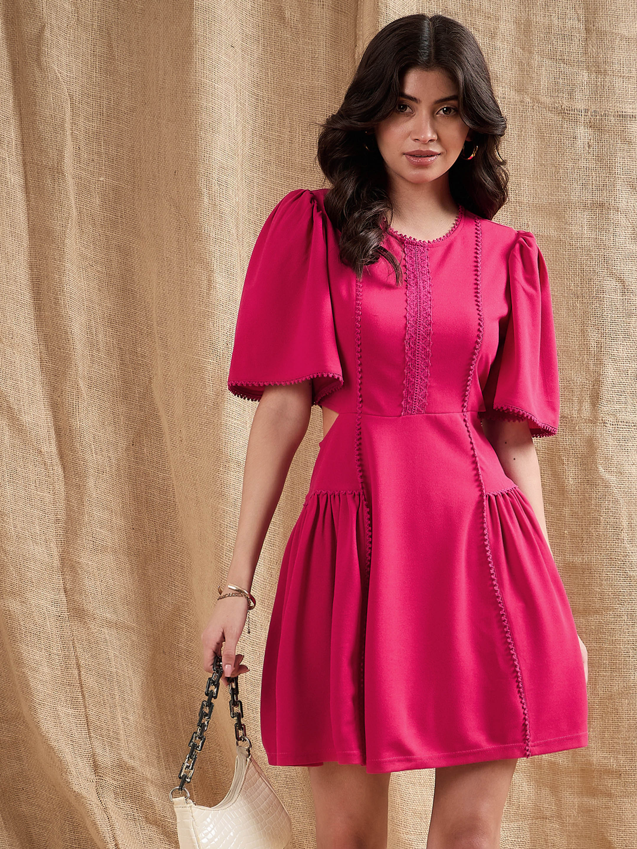 Women's Fuchsia Side Cut Dress - Sassafras