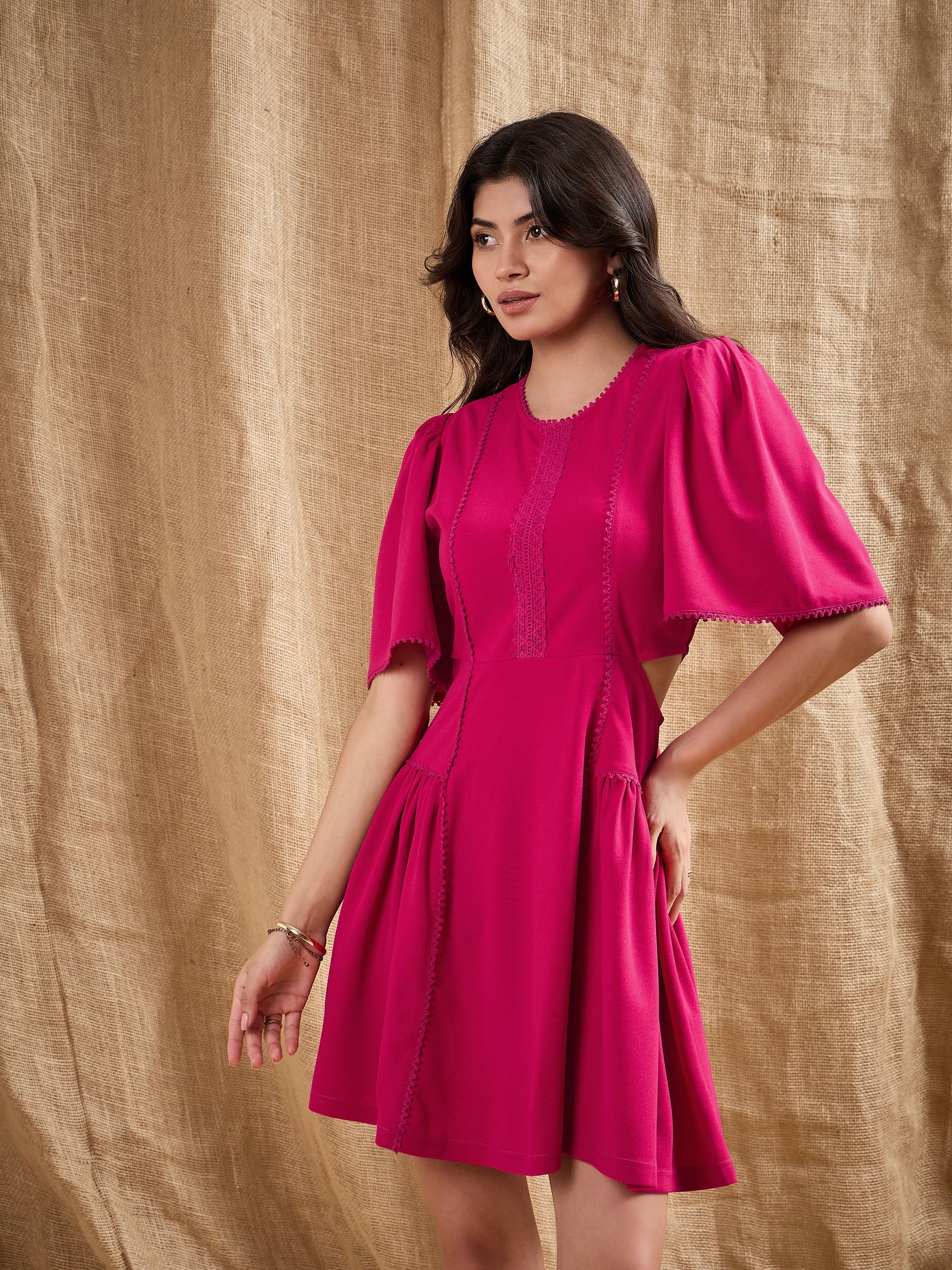 Women's Fuchsia Side Cut Dress - Sassafras