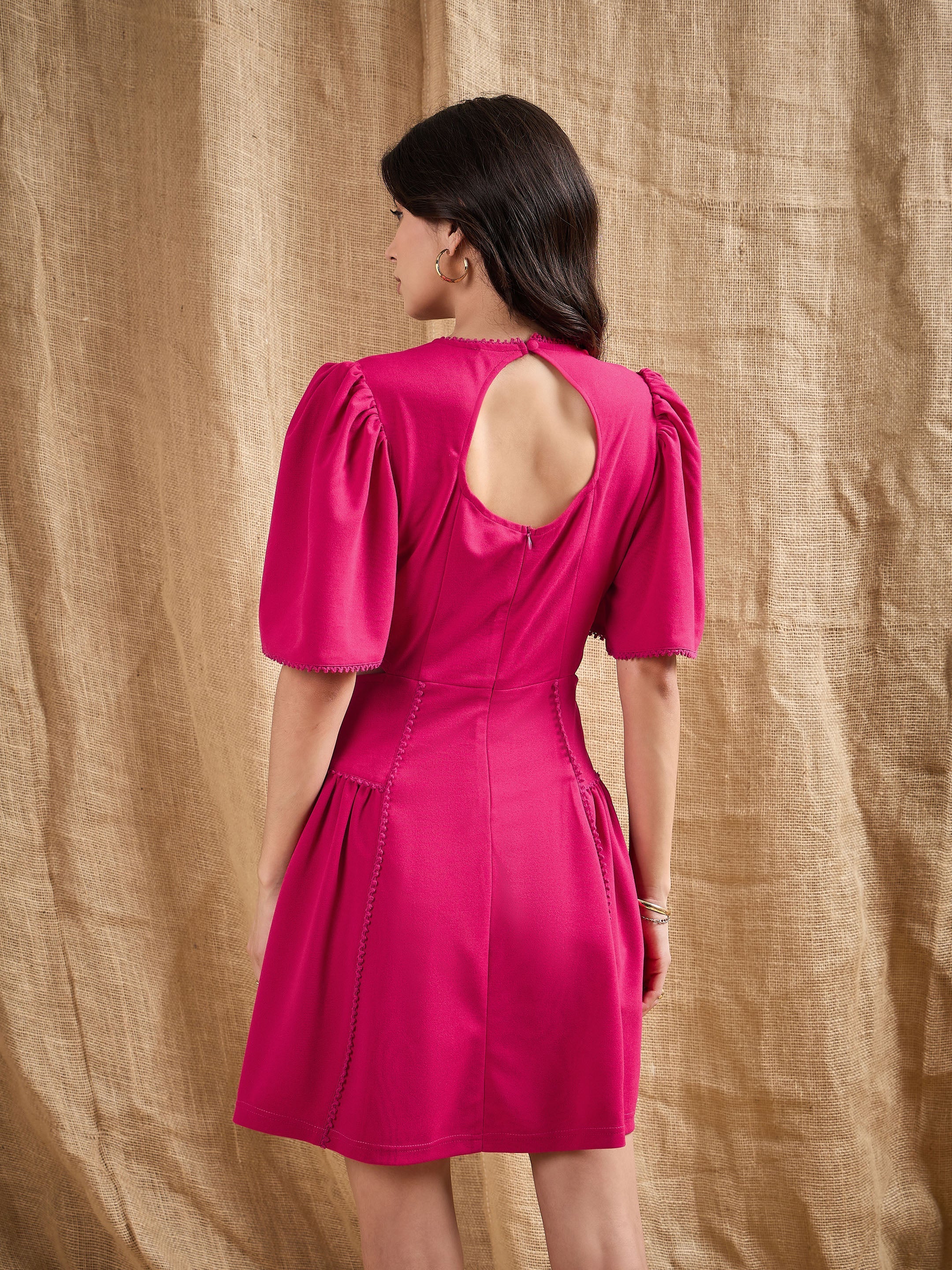 Women's Fuchsia Side Cut Dress - Sassafras