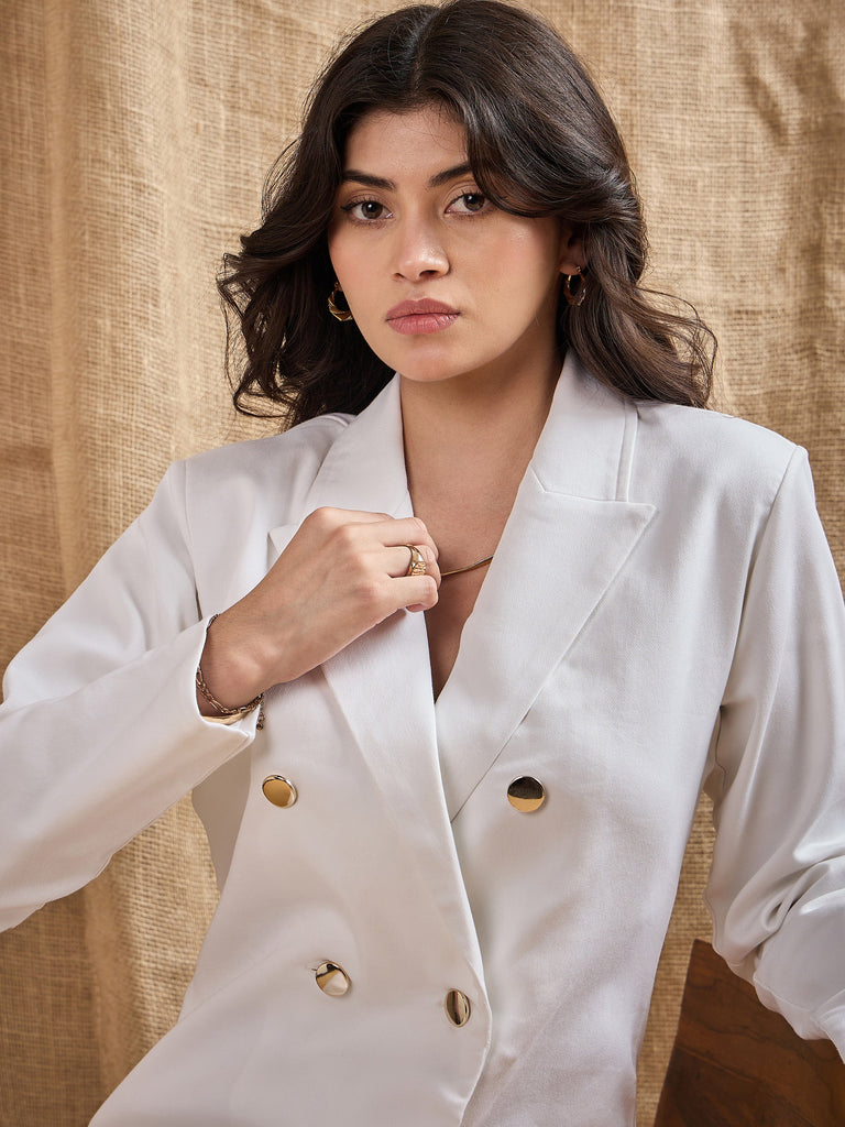 Women's White Solid Dress