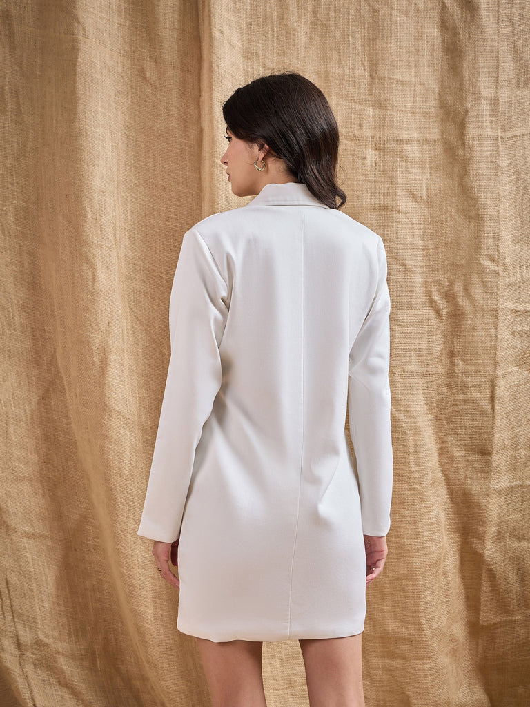 Women's White Solid Dress