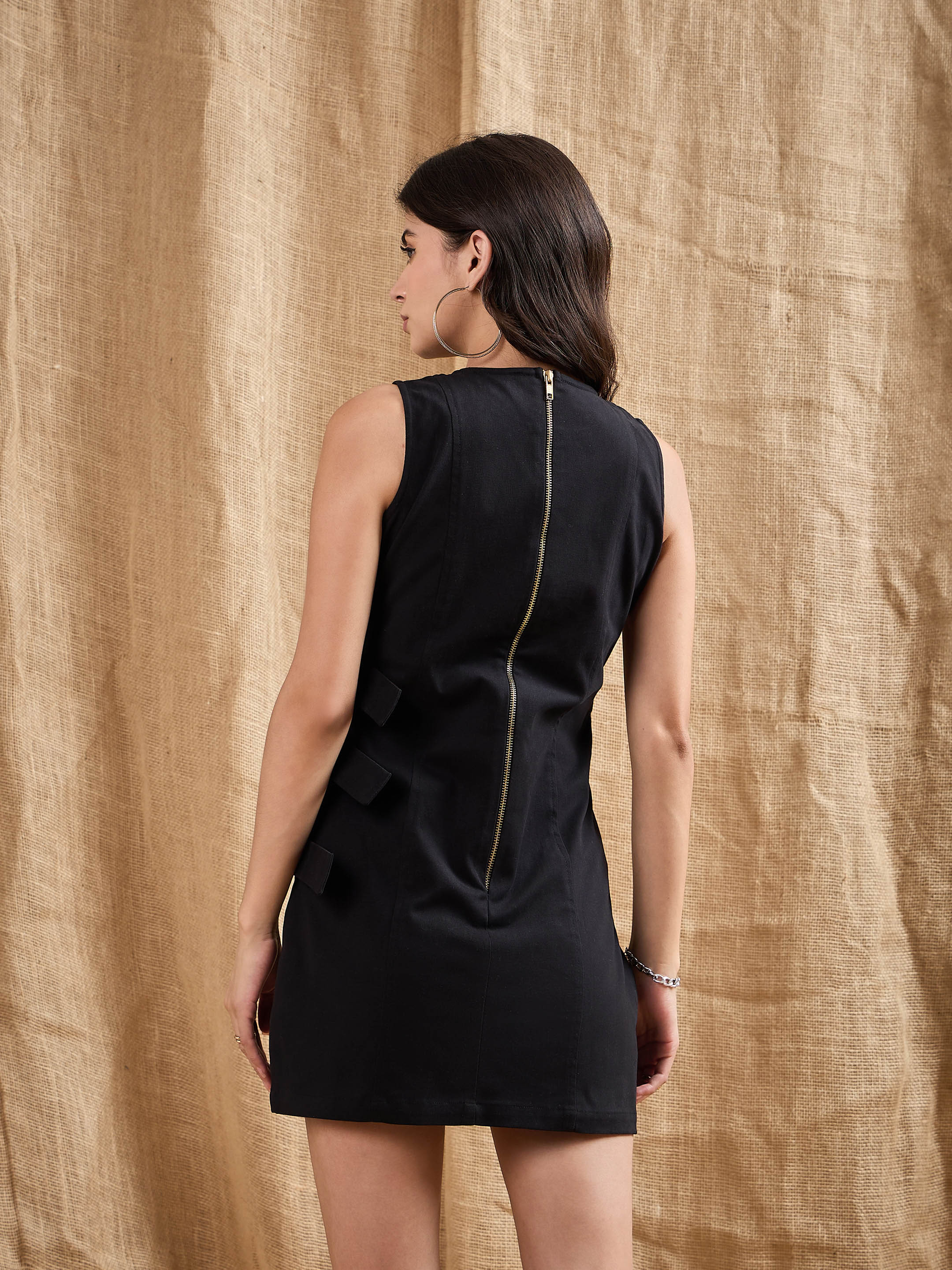 Women's Black Solid Dress - Sassafras