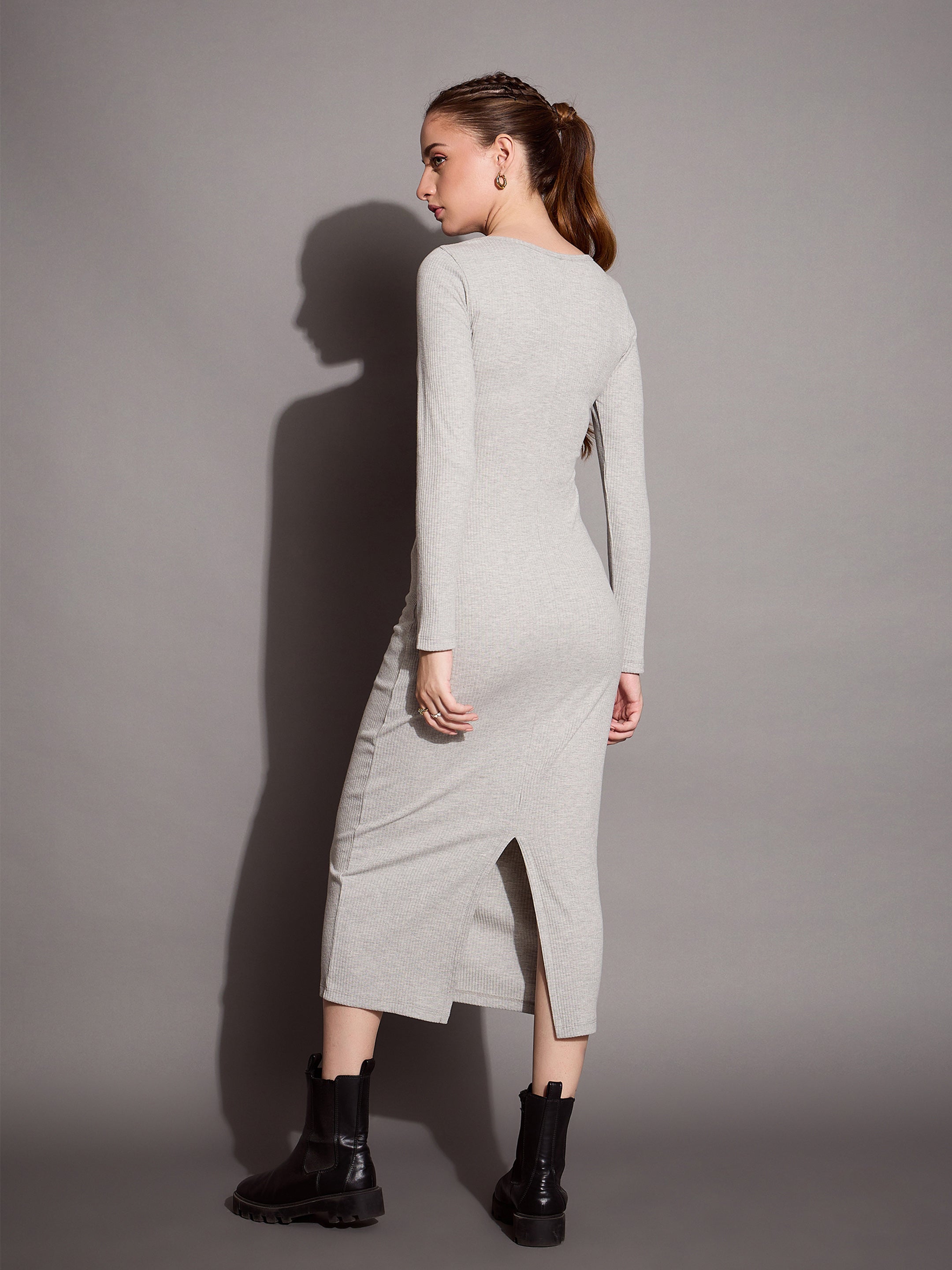 Women's Grey Rib Dress - Sassafras