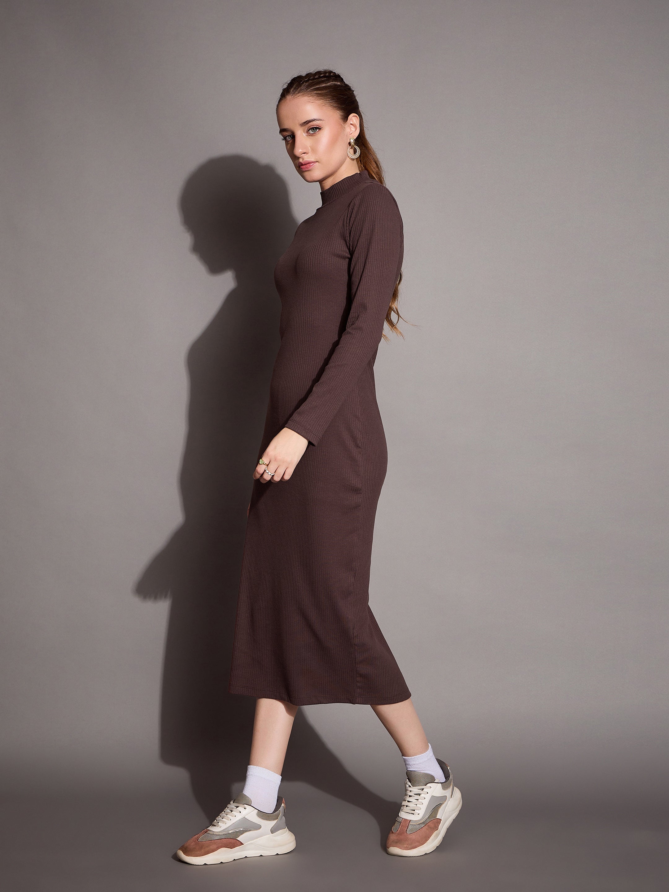 Women's Brown Rib Dress - Sassafras