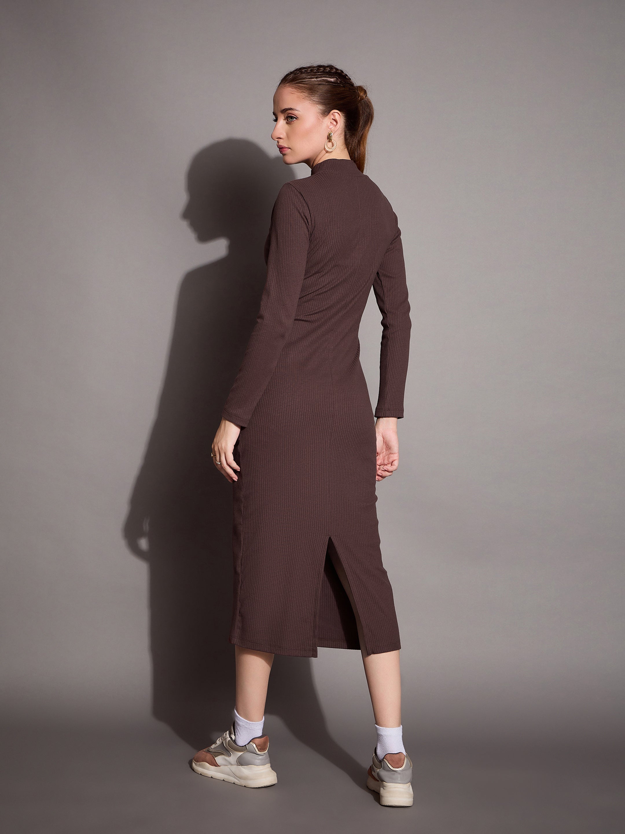 Women's Brown Rib Dress - Sassafras