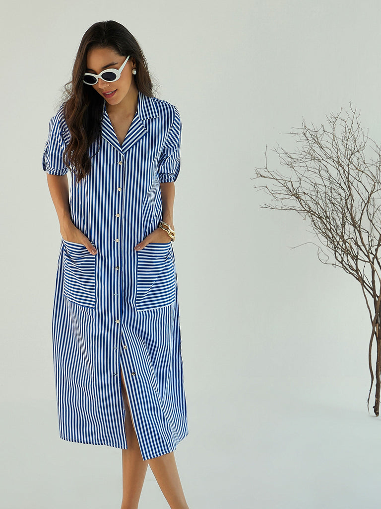 Women's Blue Striped Dress