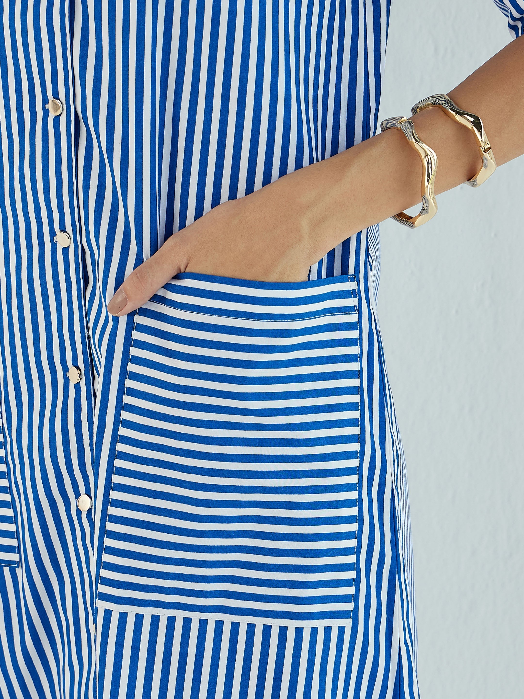 Women's Blue Striped Dress - Sassafras