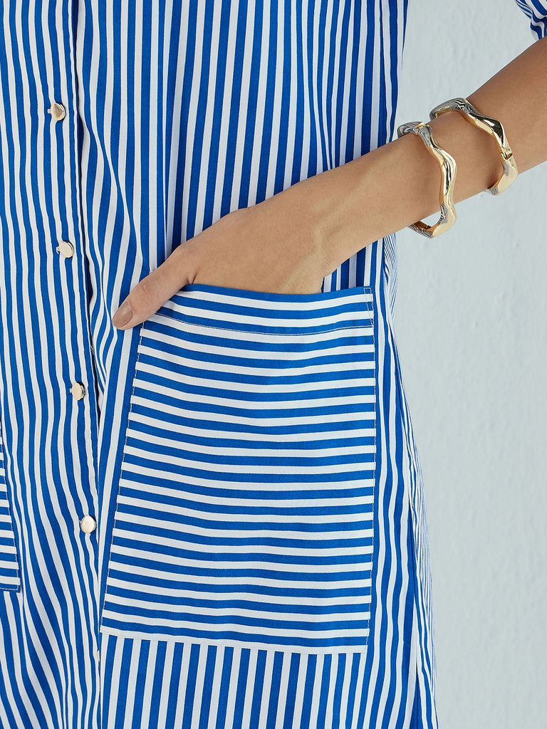 Women's Blue Striped Dress