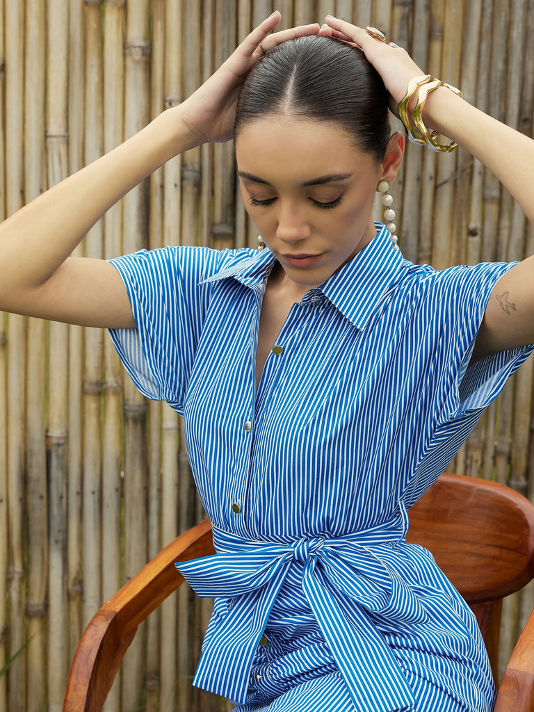 Women's Blue Striped Dress