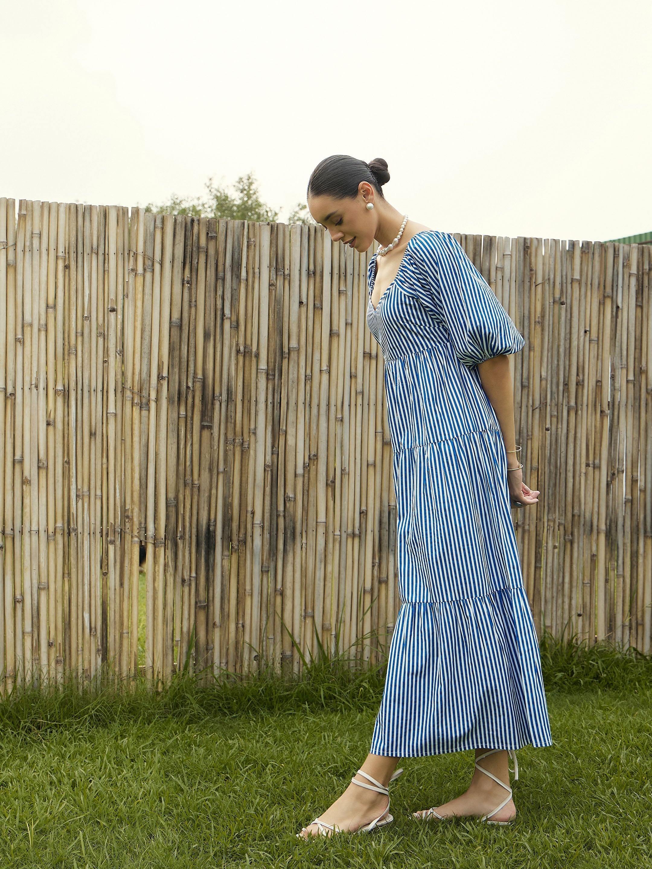 Women's Blue Striped Dress - Sassafras