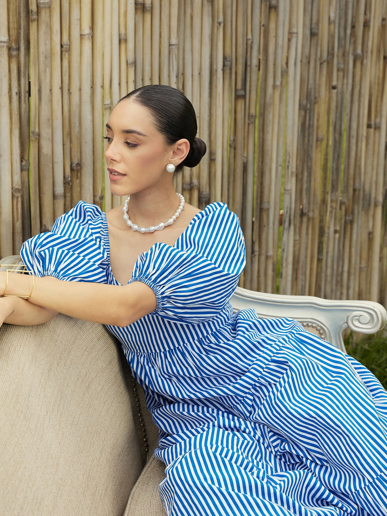 Women's Blue Striped Dress