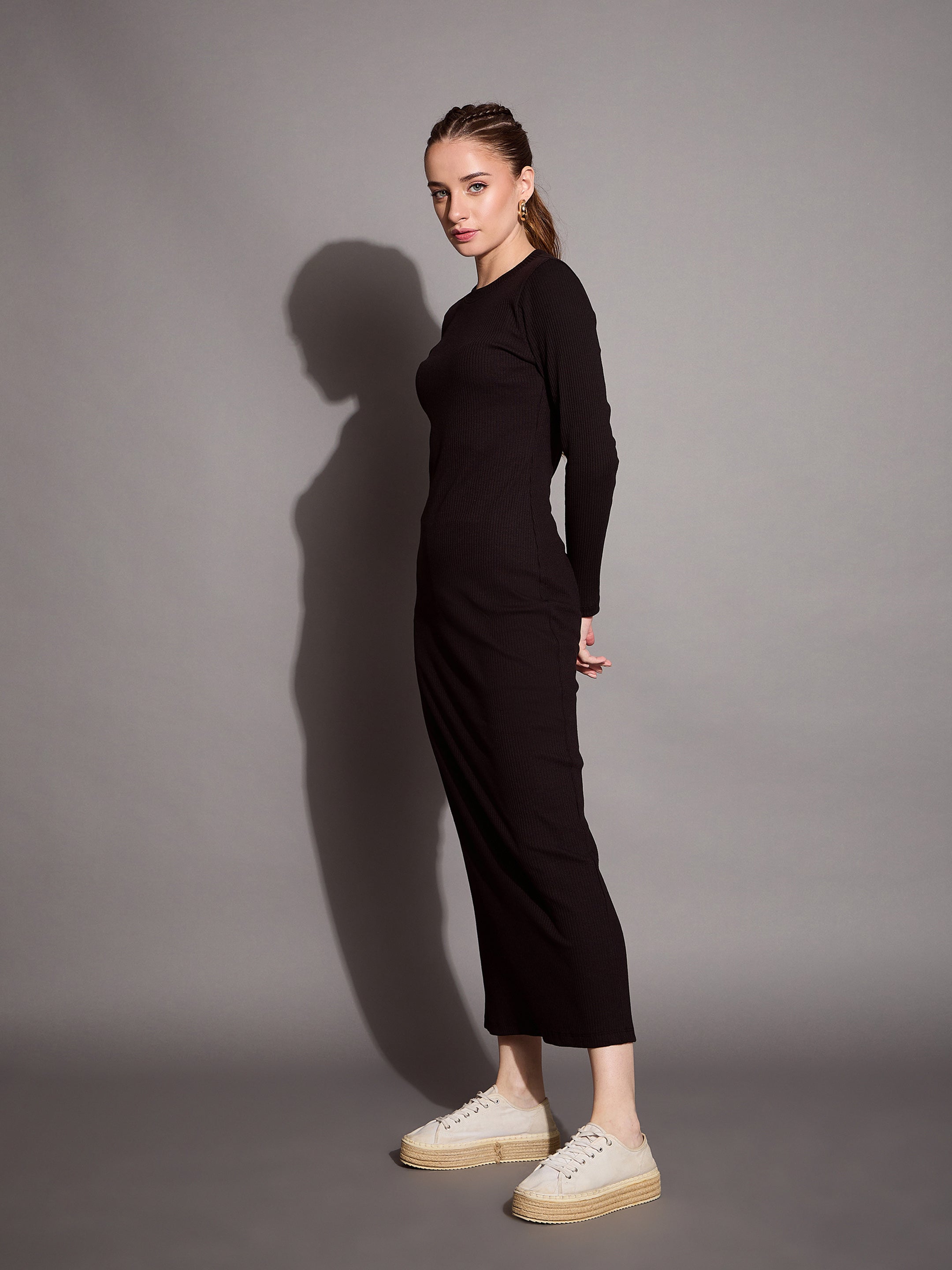 Women's Black Rib Dress - Sassafras