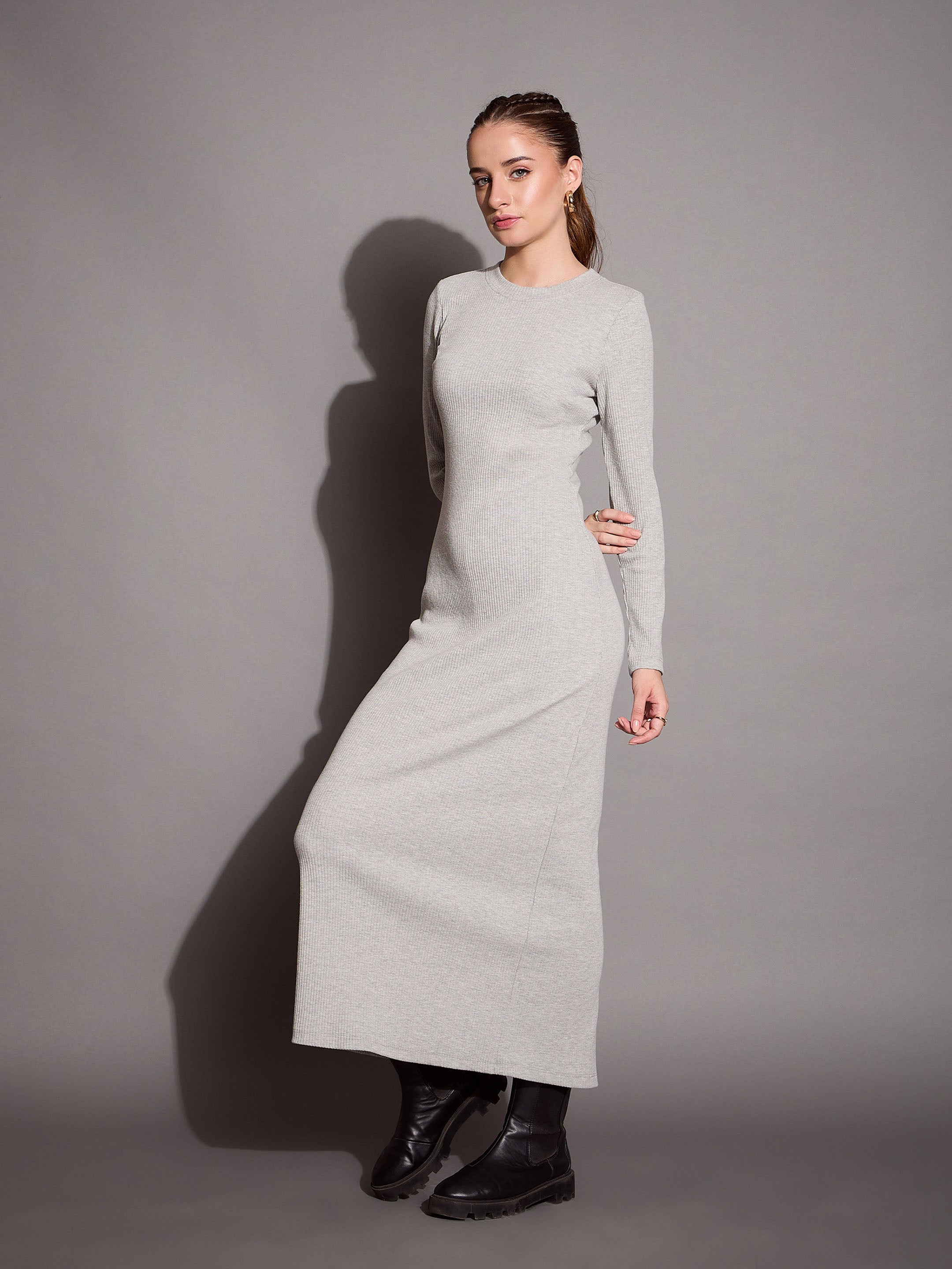 Women's Grey Rib Dress - Sassafras