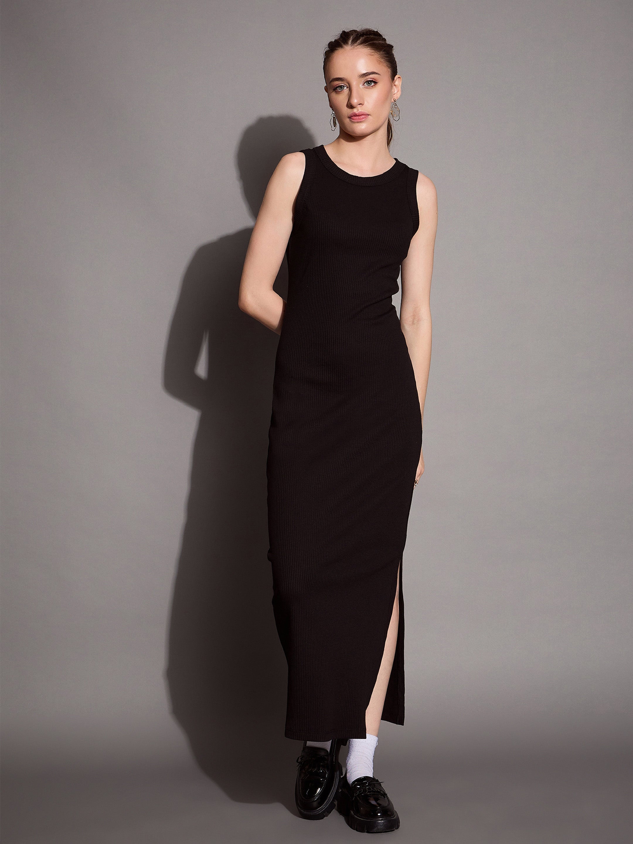 Women's Black Rib Dress - Sassafras