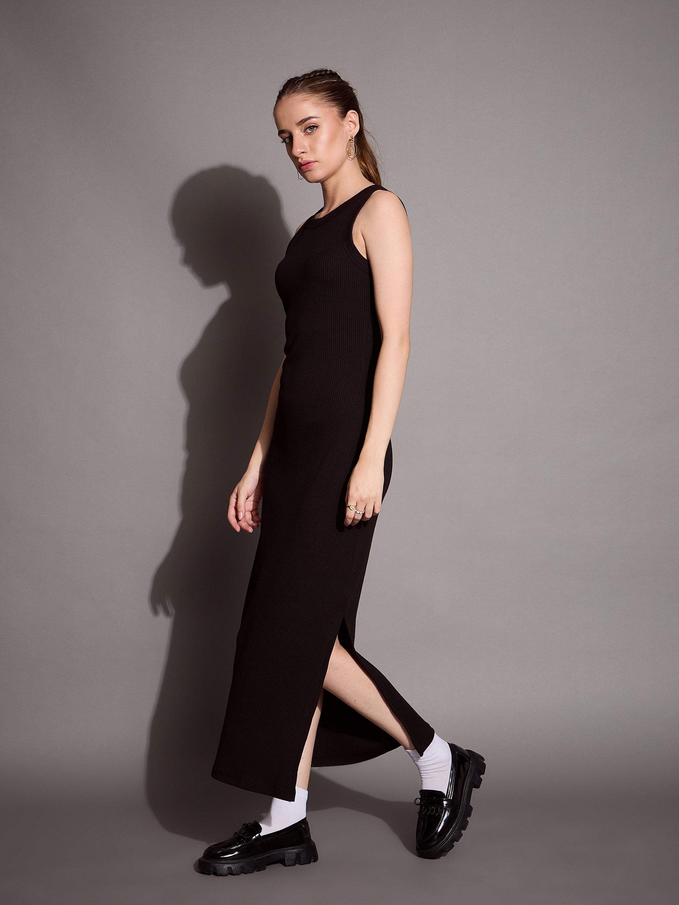 Women's Black Rib Dress - Sassafras