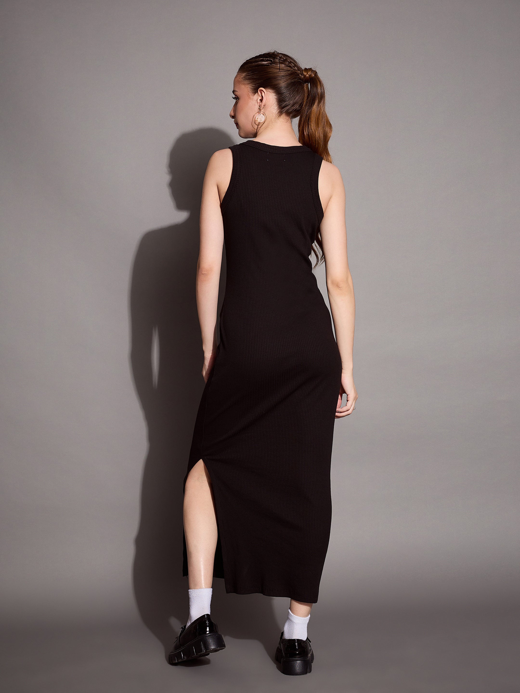 Women's Black Rib Dress - Sassafras