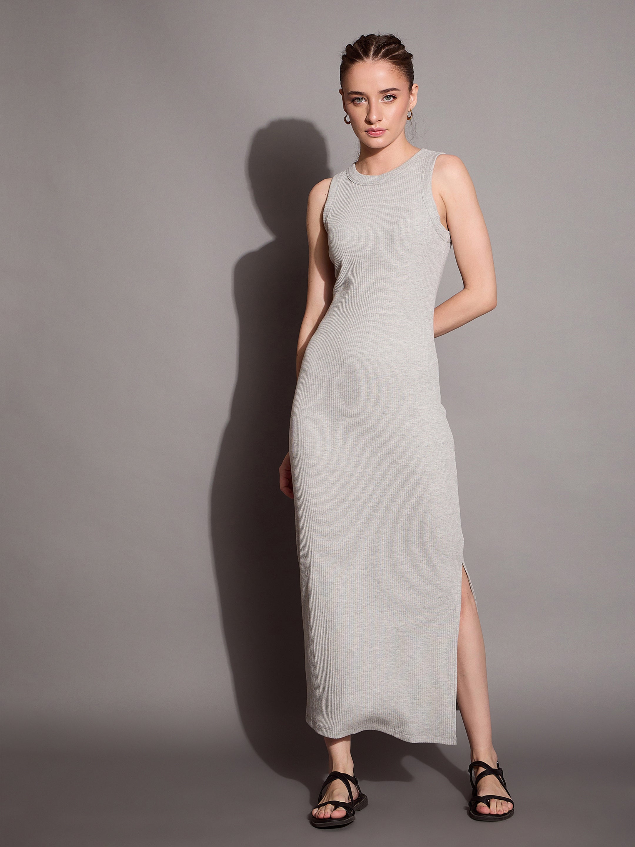 Women's Grey Rib Dress - Sassafras