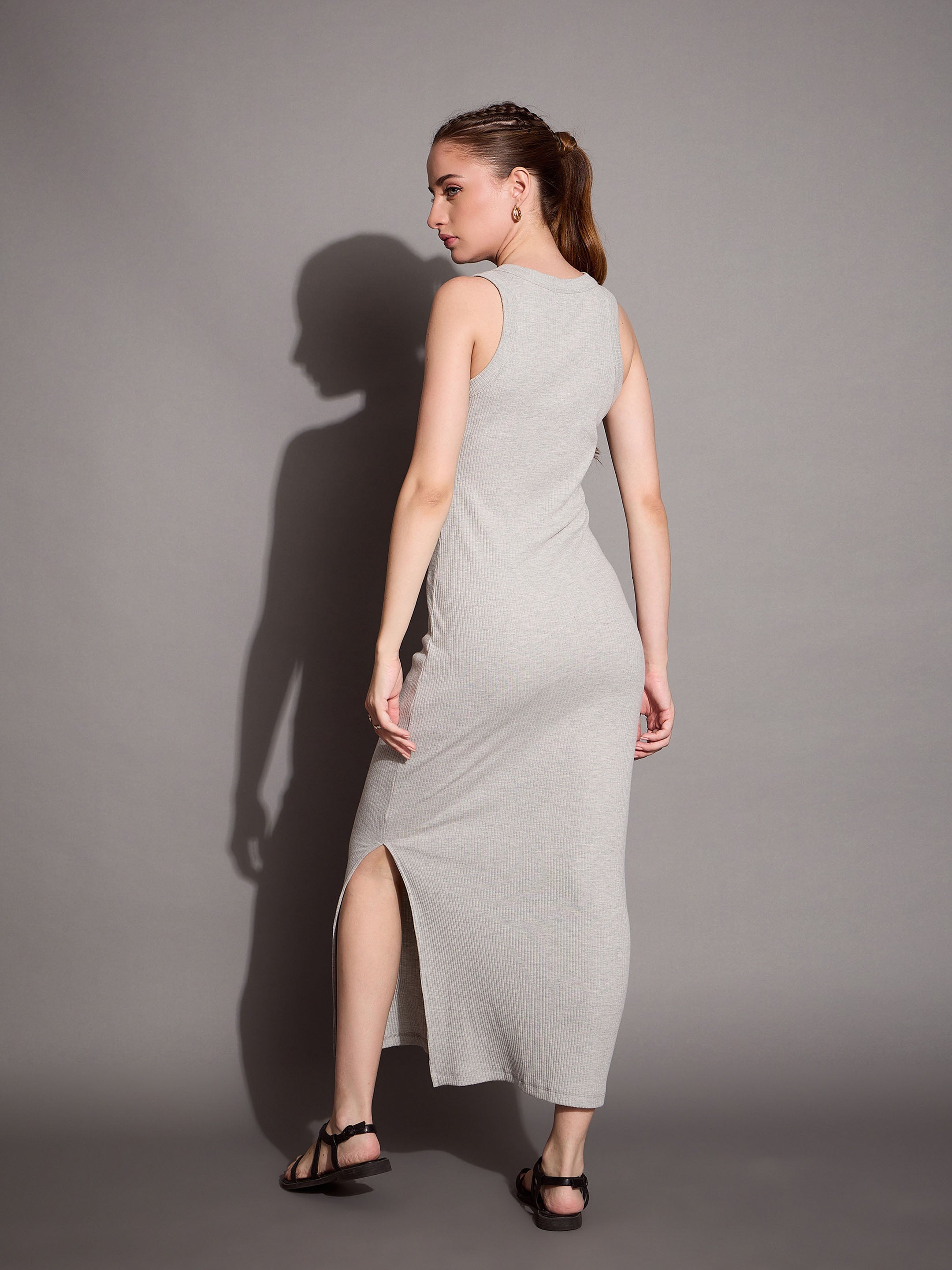 Women's Grey Rib Dress - Sassafras