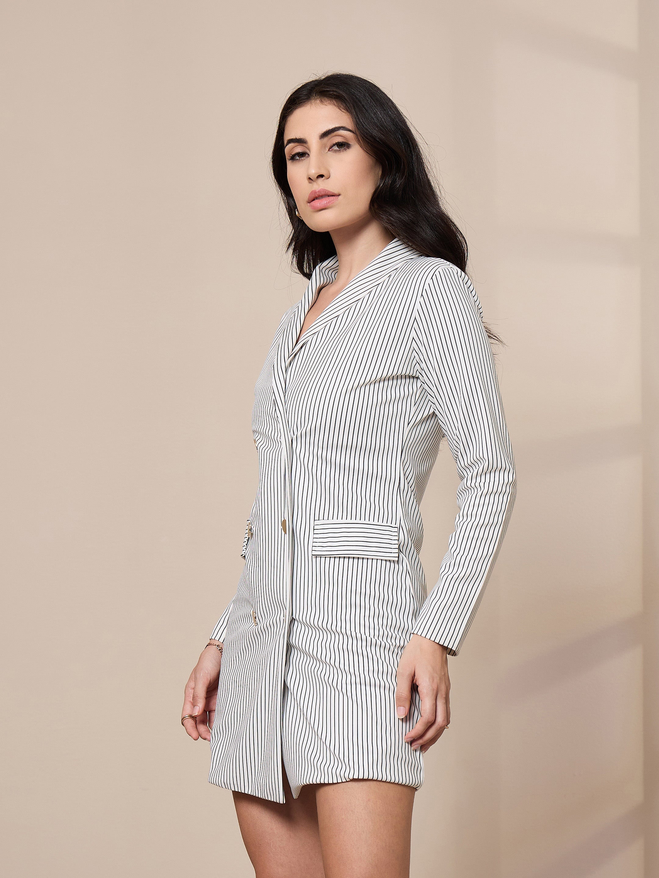 Women's White Striped Dress - Sassafras