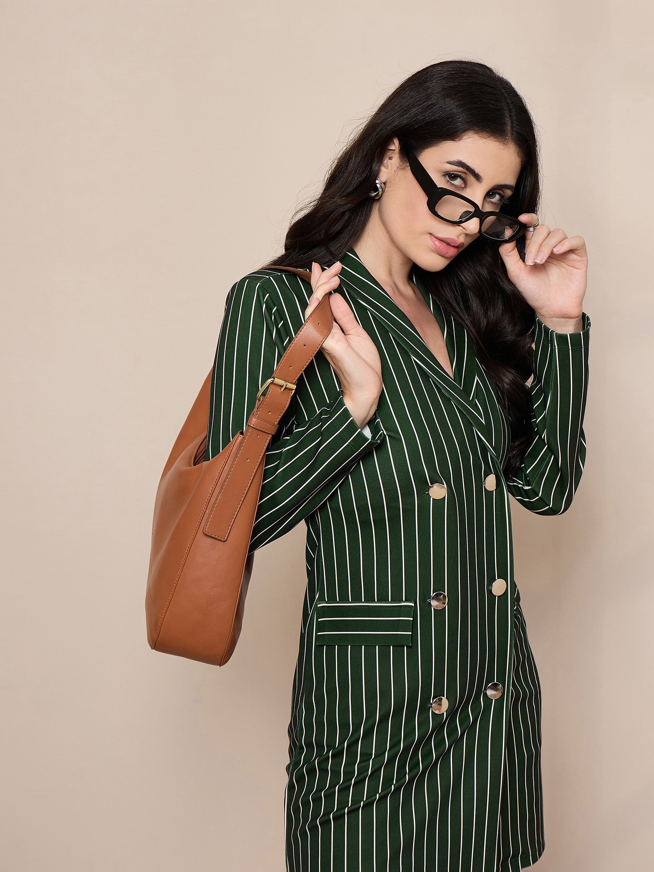 Women's Green Striped Dress - Sassafras