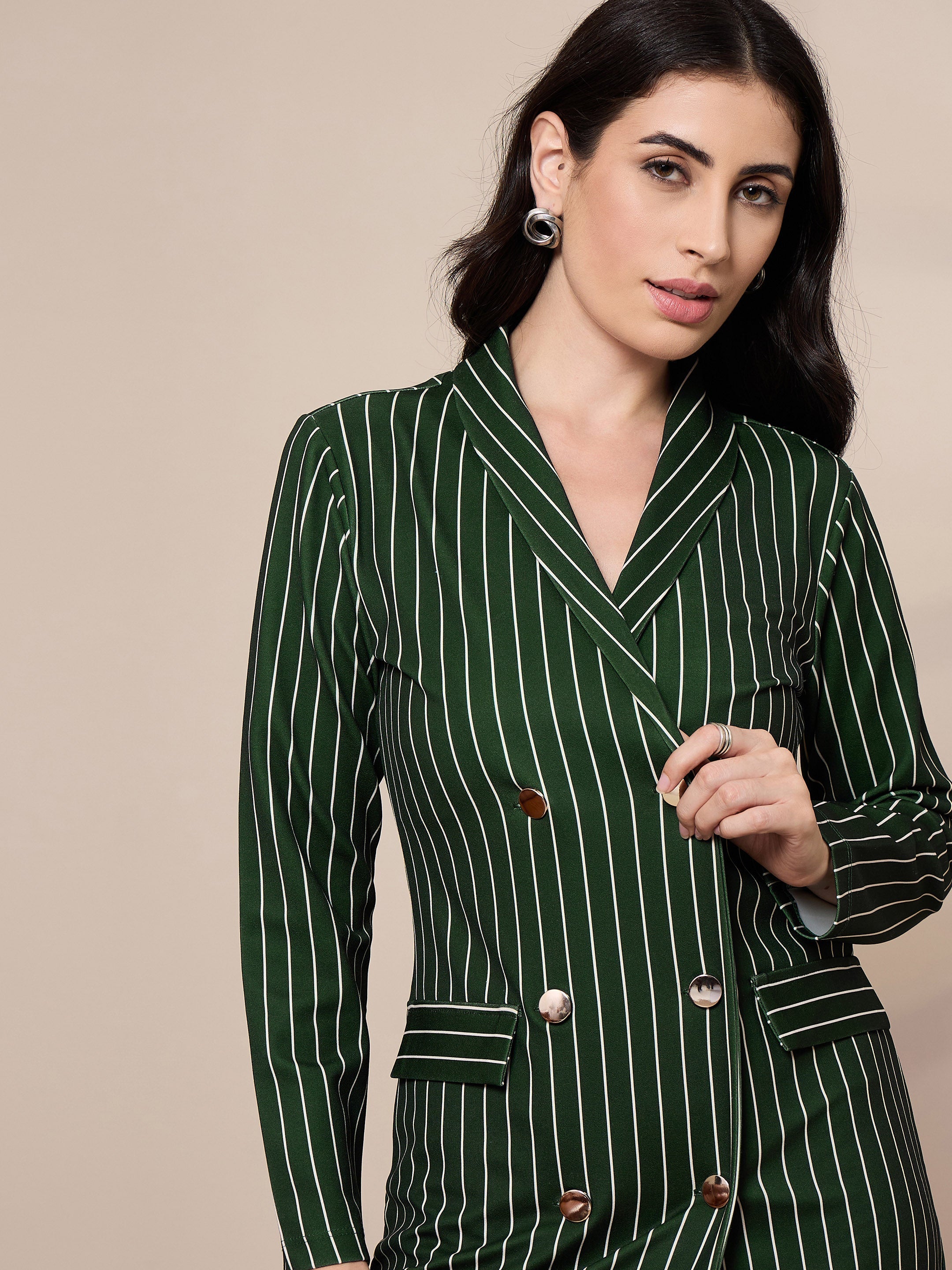 Women's Green Striped Dress - Sassafras