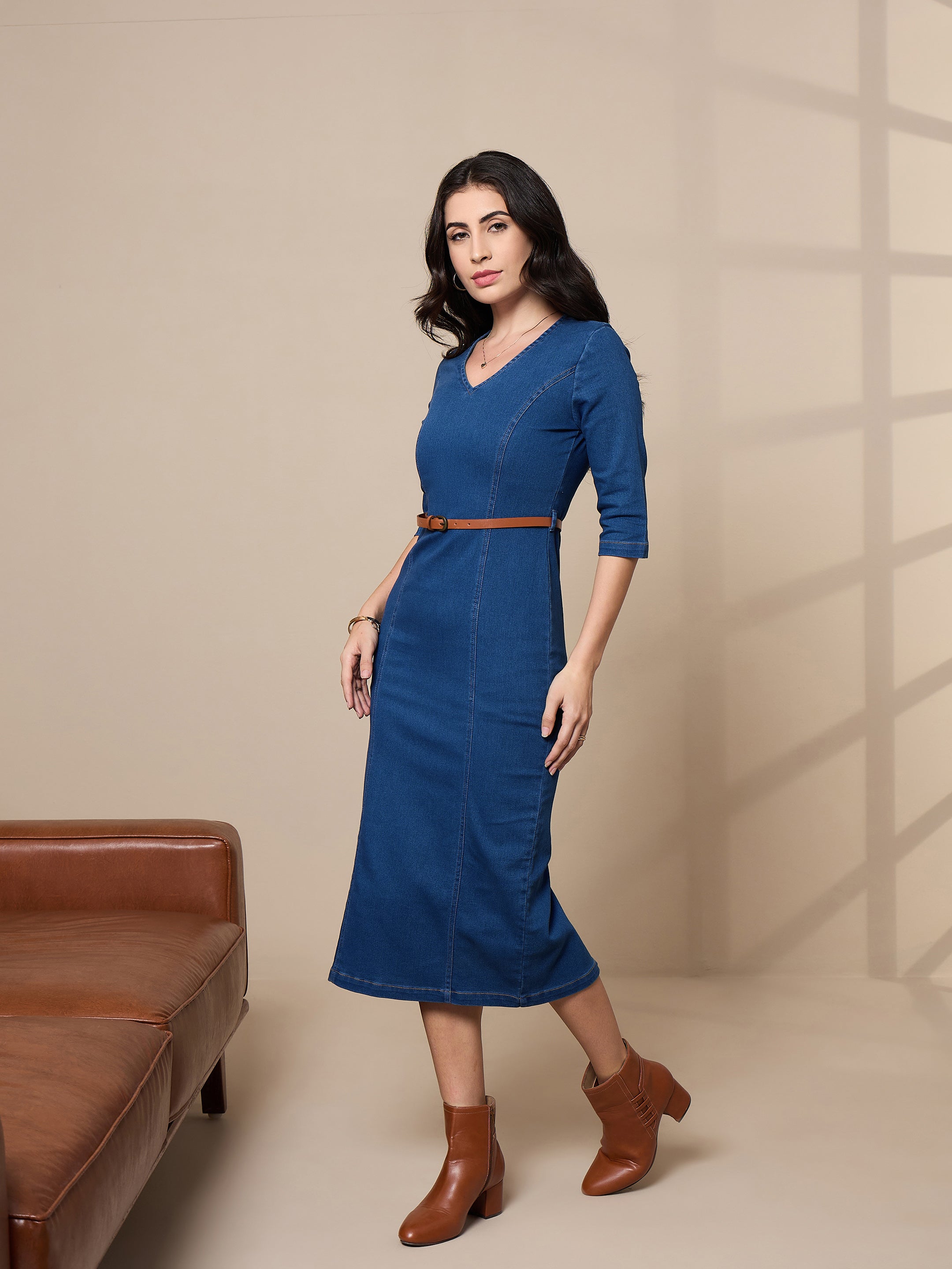 Women's Blue Denim Dress - Sassafras