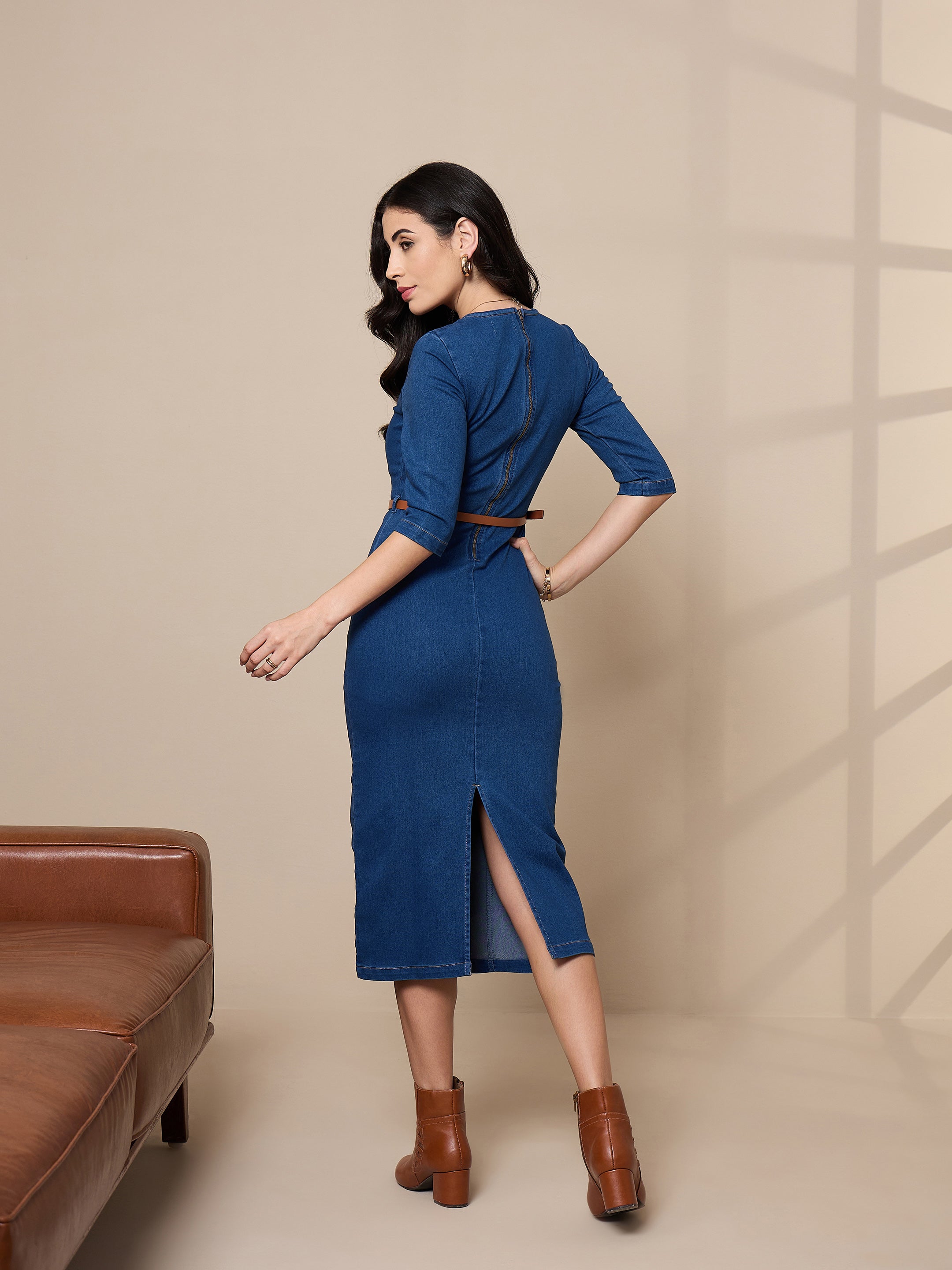 Women's Blue Denim Dress - Sassafras