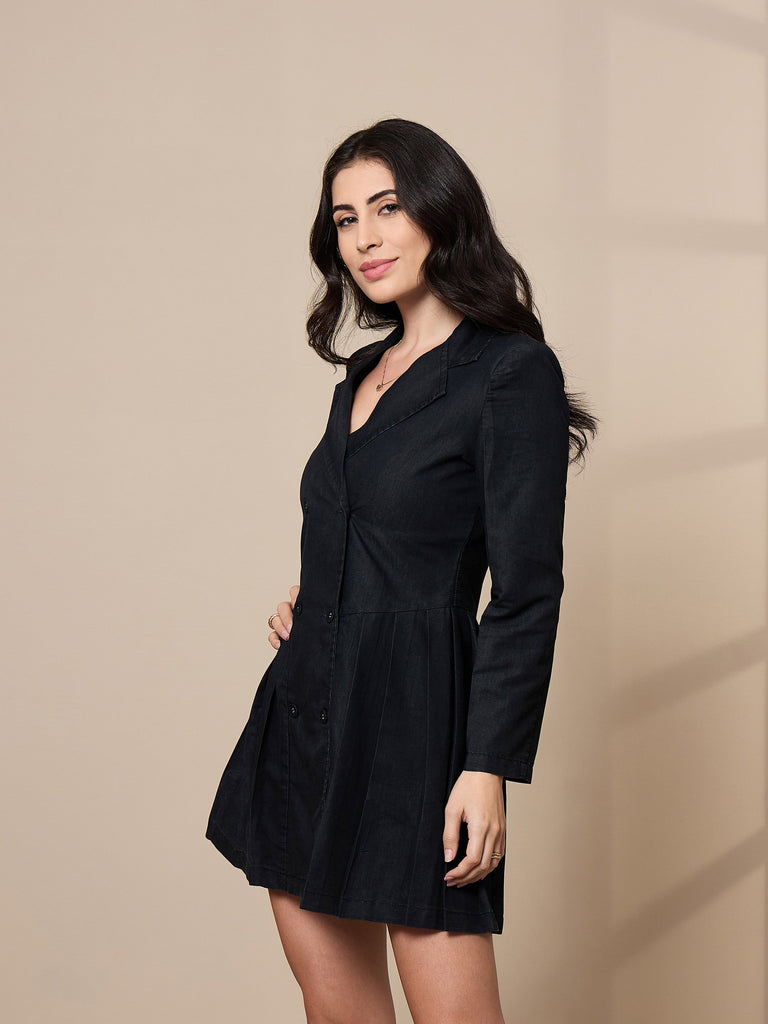 Women's Black Solid Dress