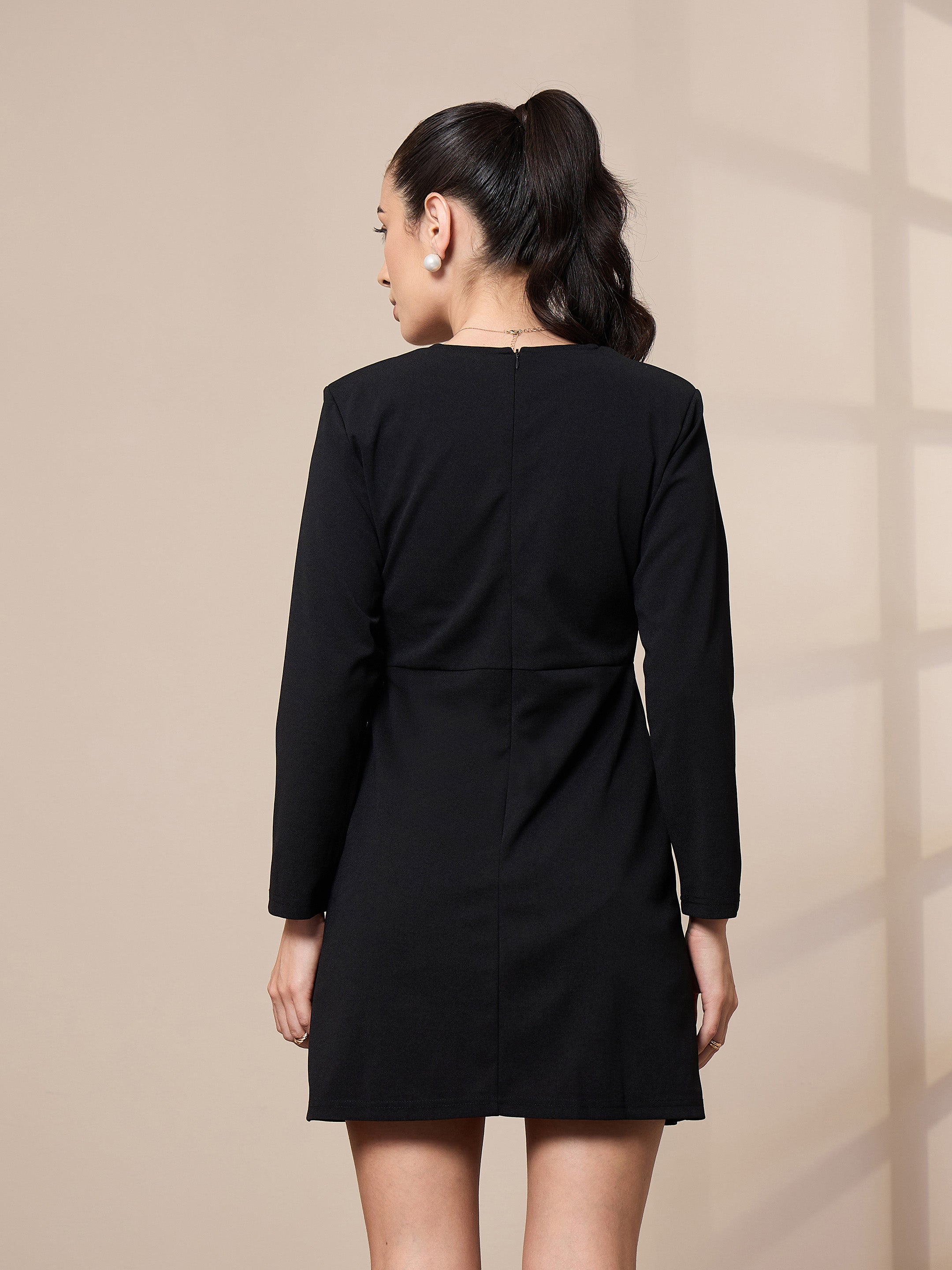 Women's Black Solid Dress - Sassafras