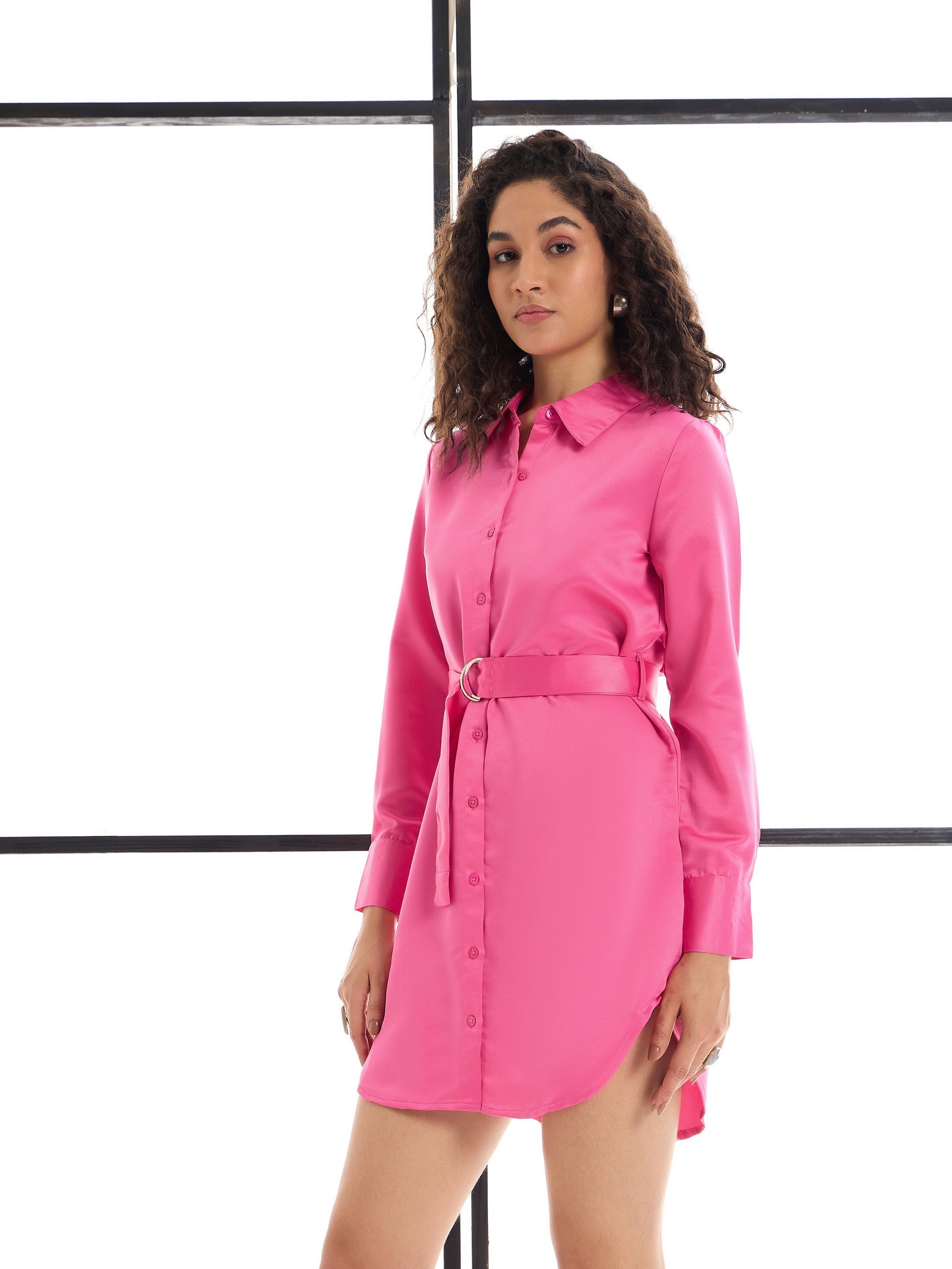 Women's Pink Solid Dress - Sassafras