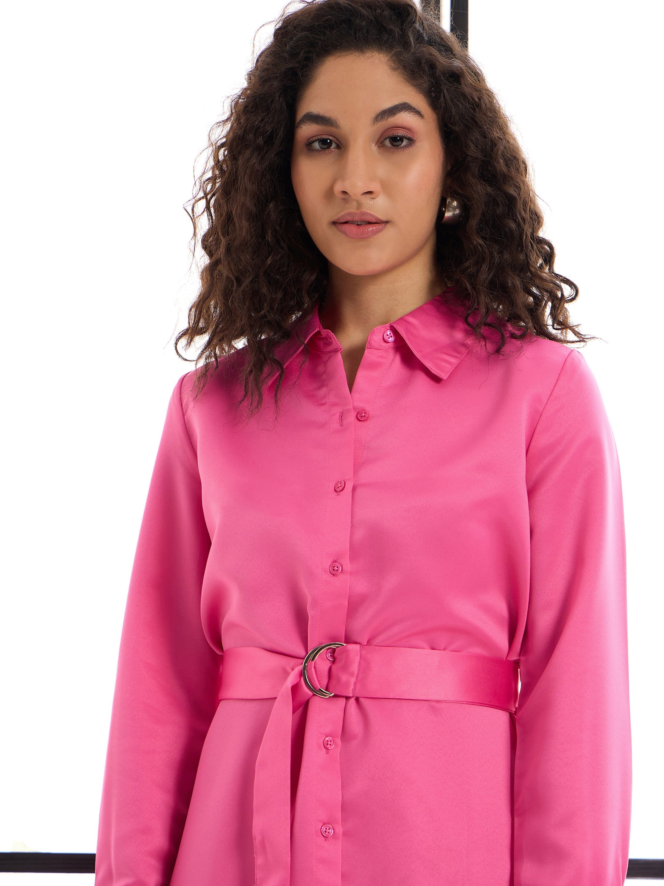 Women's Pink Solid Dress - Sassafras