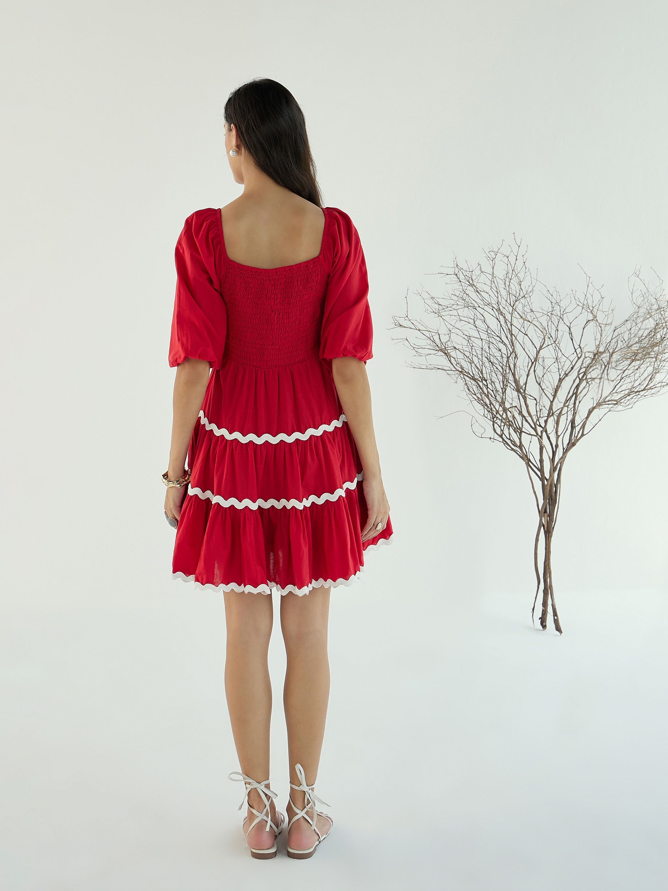 Women's Red Solid Dress - Sassafras