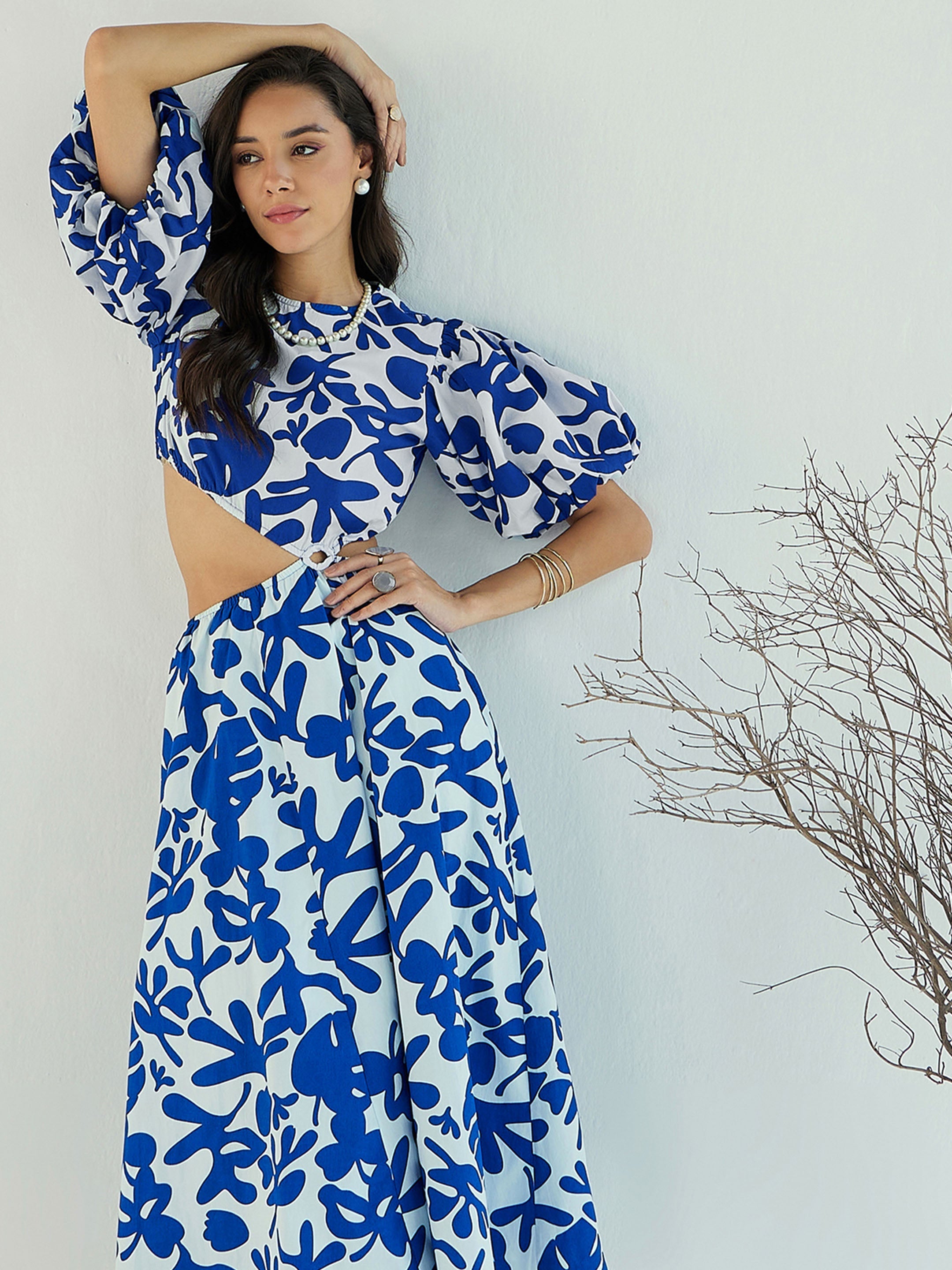 Women's Blue Floral Dress - Sassafras